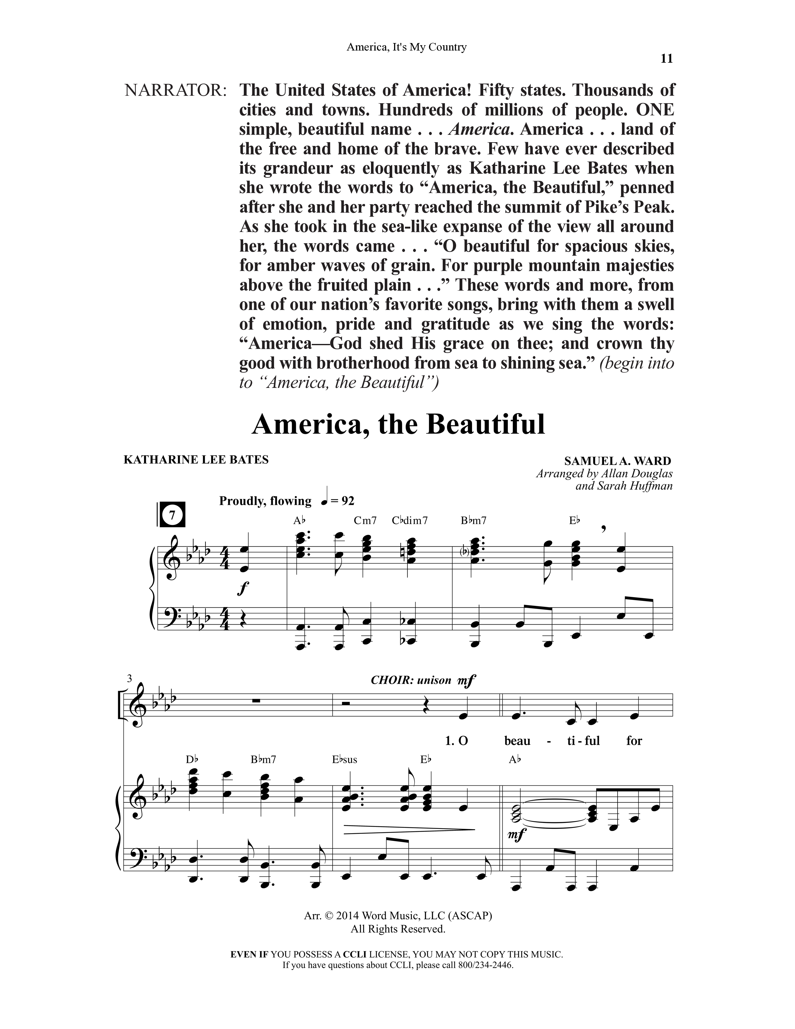 America This Is My Country (5 Song Choral Collection) Song 2 (Piano SATB) (Arr. Dale Mathews / Arr. Allan Douglas / Arr. Sarah Huffman)