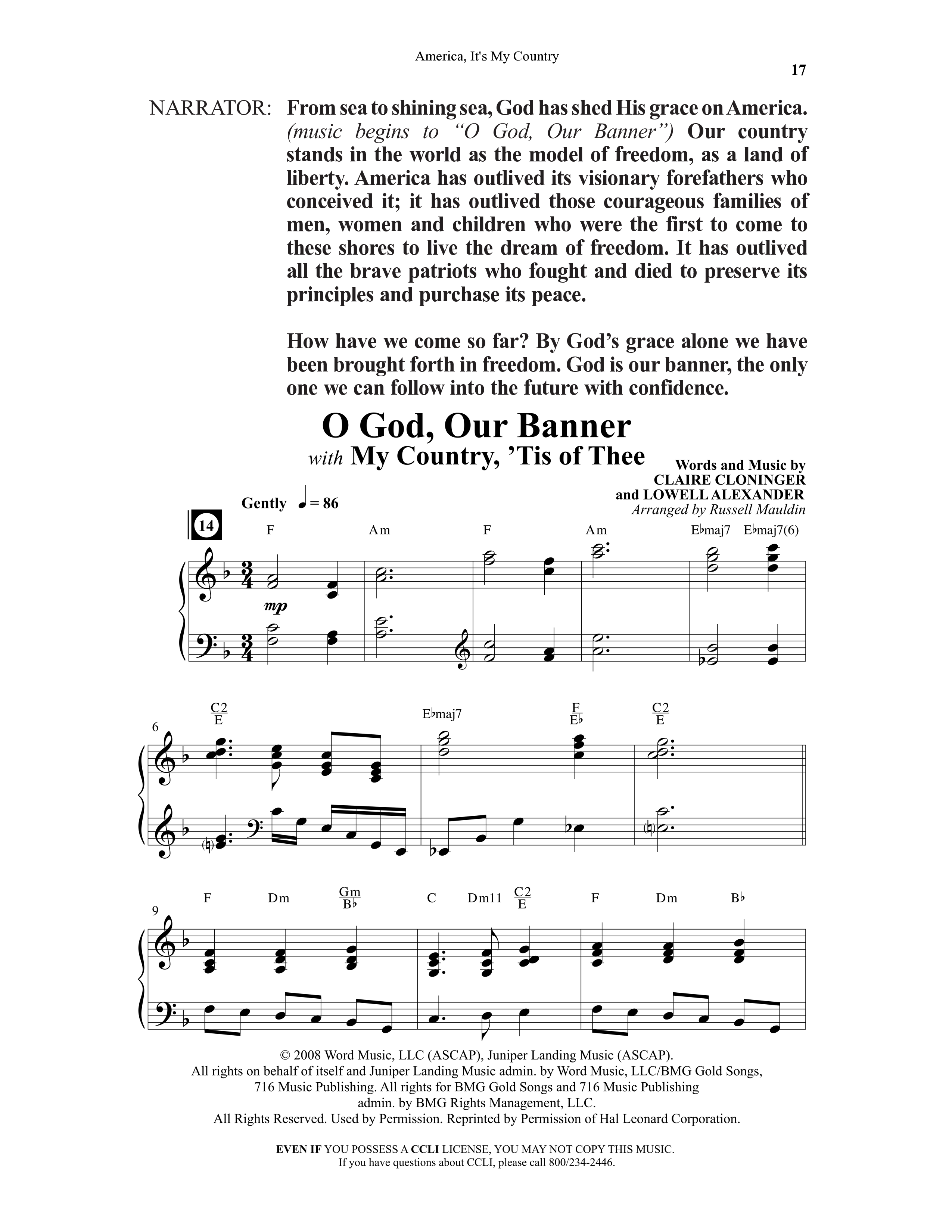 America This Is My Country (5 Song Choral Collection) Song 3 (Piano SATB) (Arr. Dale Mathews / Arr. Allan Douglas / Arr. Sarah Huffman)