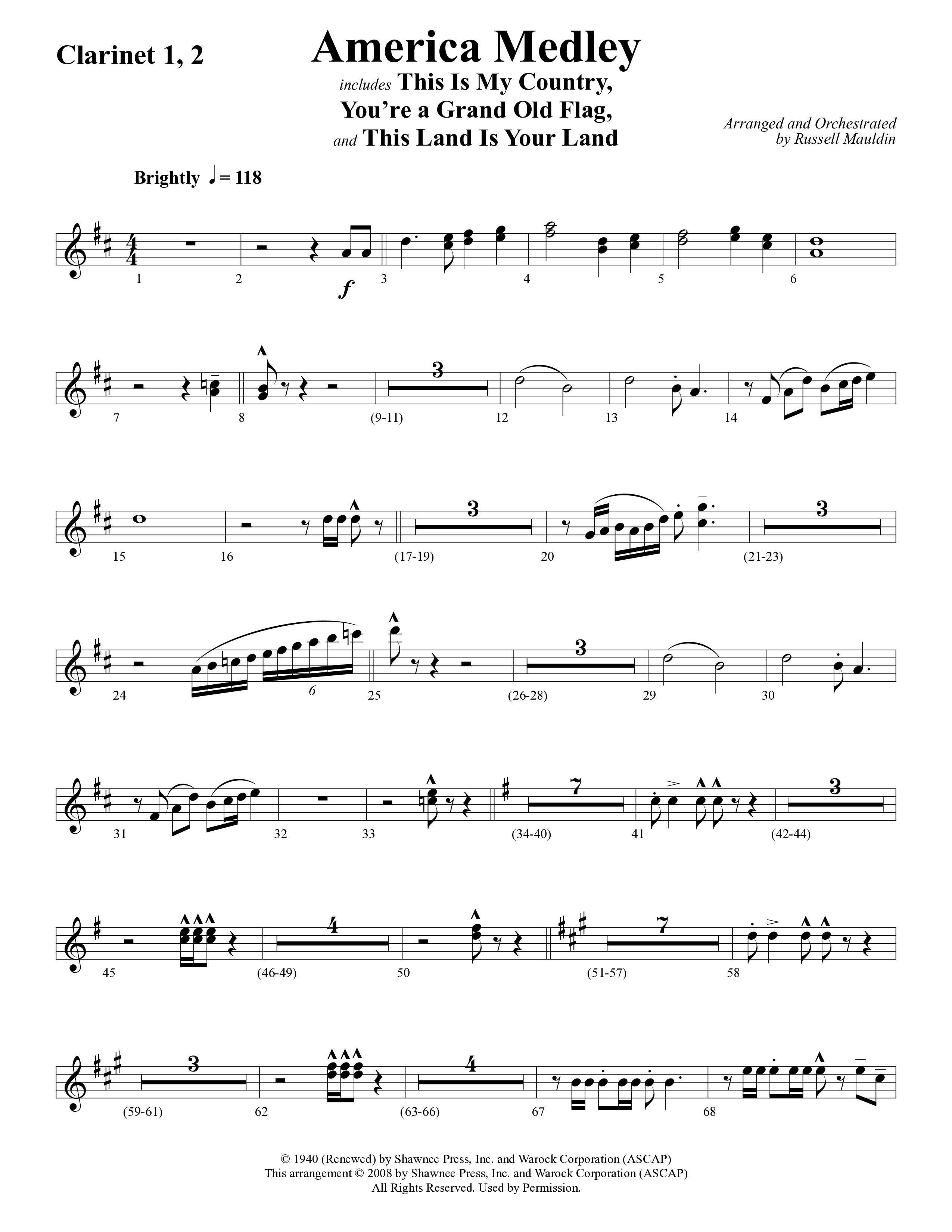 America This Is My Country (5 Song Choral Collection) Song 5 (Orchestration) (Arr. Dale Mathews / Arr. Allan Douglas / Arr. Sarah Huffman)