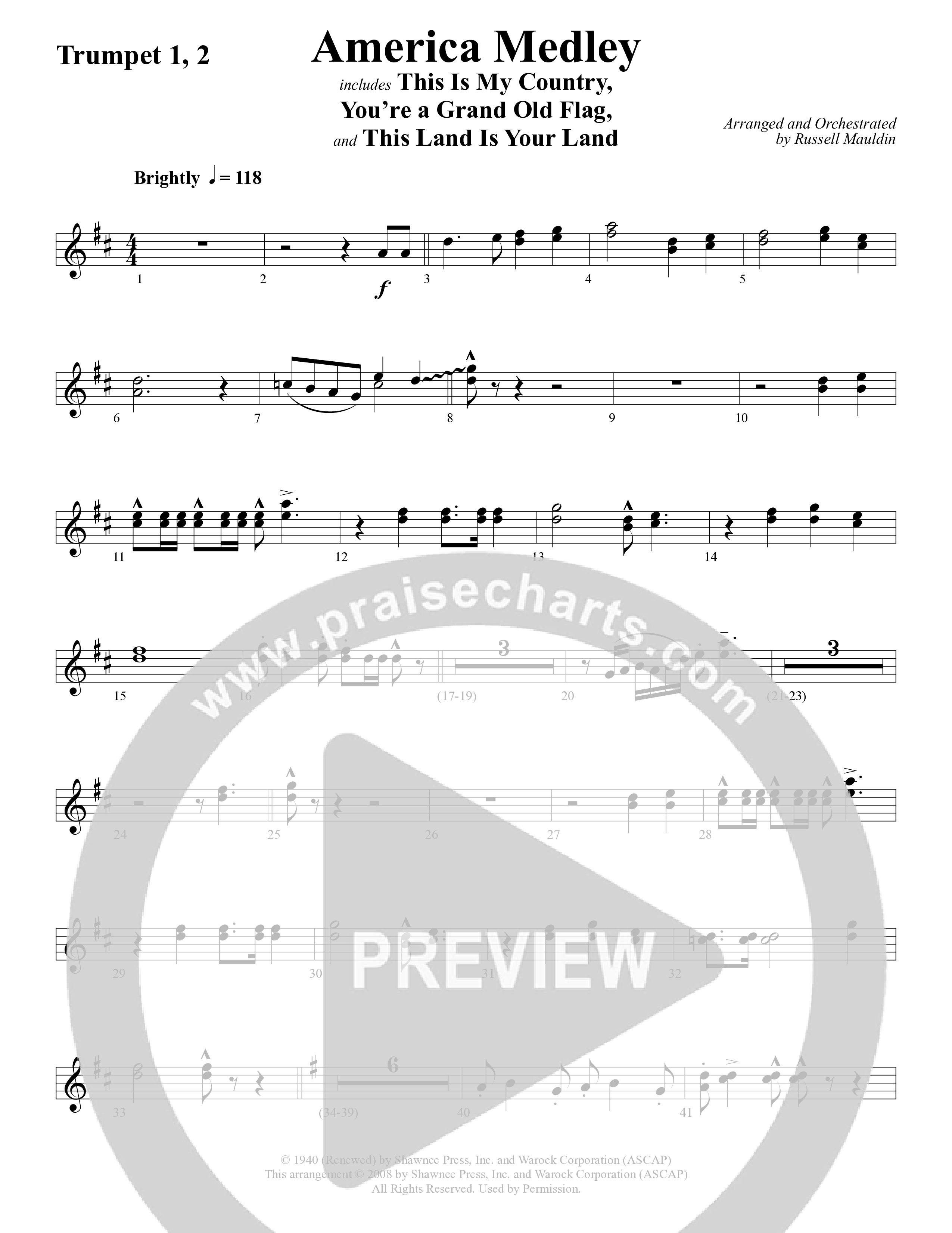 America This Is My Country (5 Song Choral Collection) Song 5 (Orchestration) (Arr. Dale Mathews / Arr. Allan Douglas / Arr. Sarah Huffman)