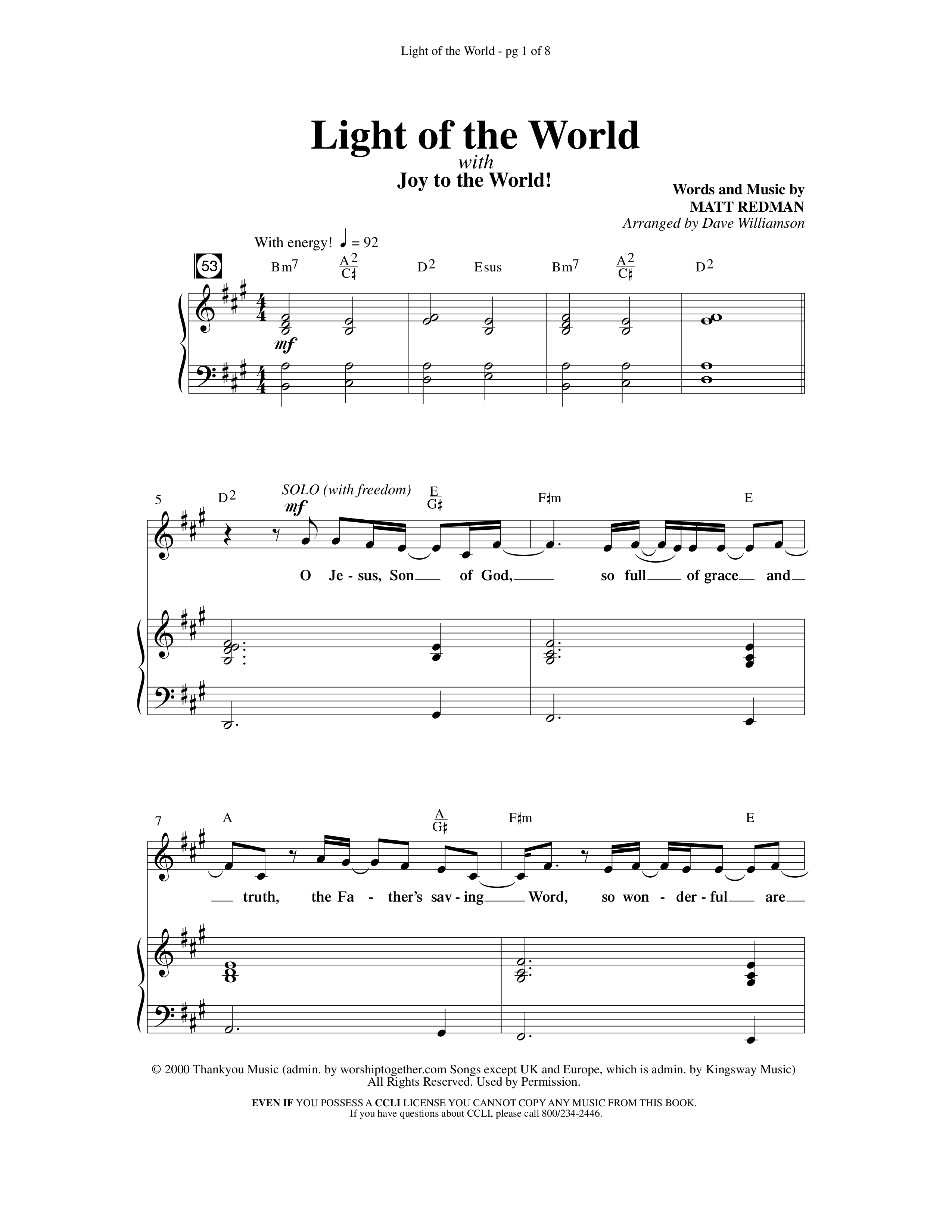 Blessing Honor And Praise (14 Song Choral Collection) Song 11 (Piano SATB) (Arr. Dave Williamson)