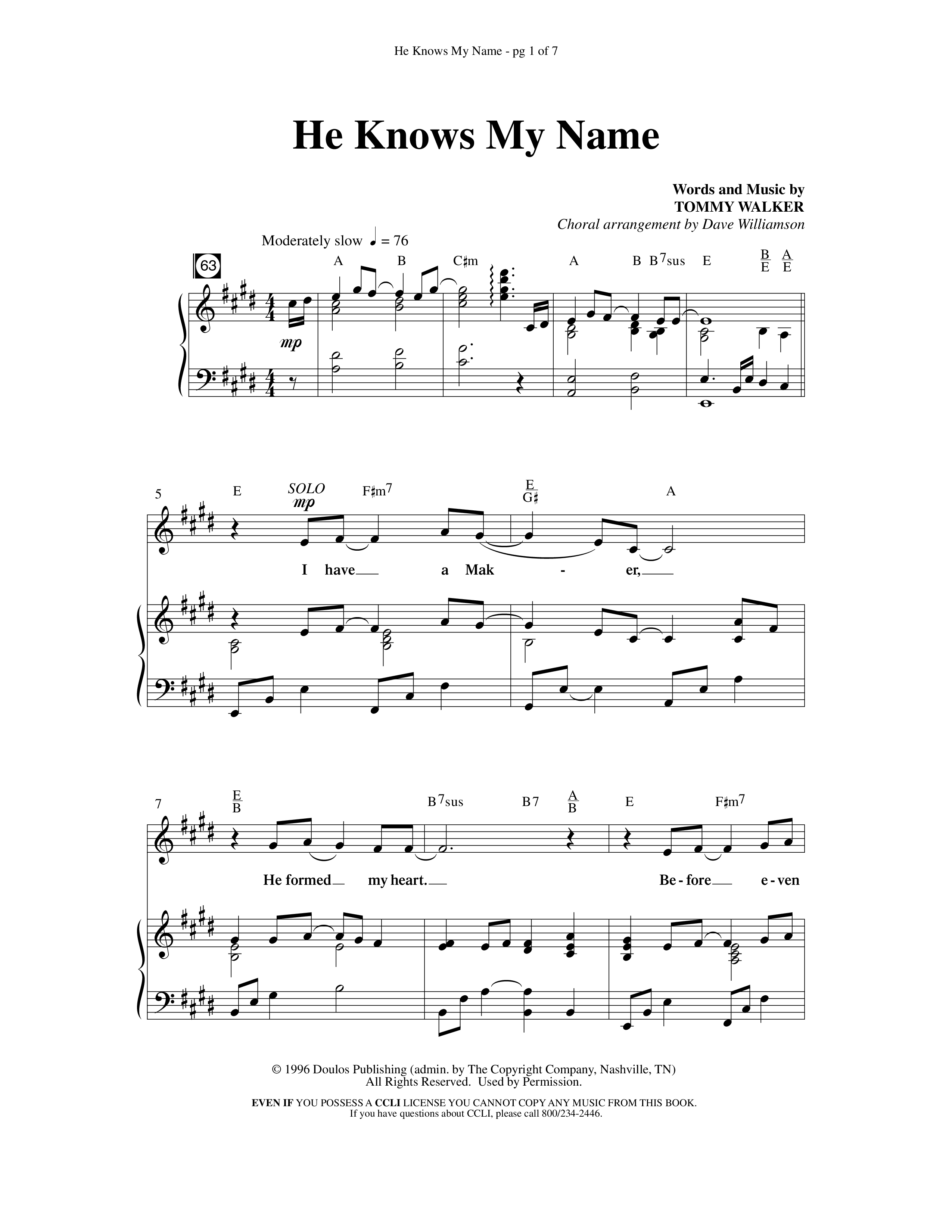 Blessing Honor And Praise (14 Song Choral Collection) Song 13 (Piano SATB) (Arr. Dave Williamson)