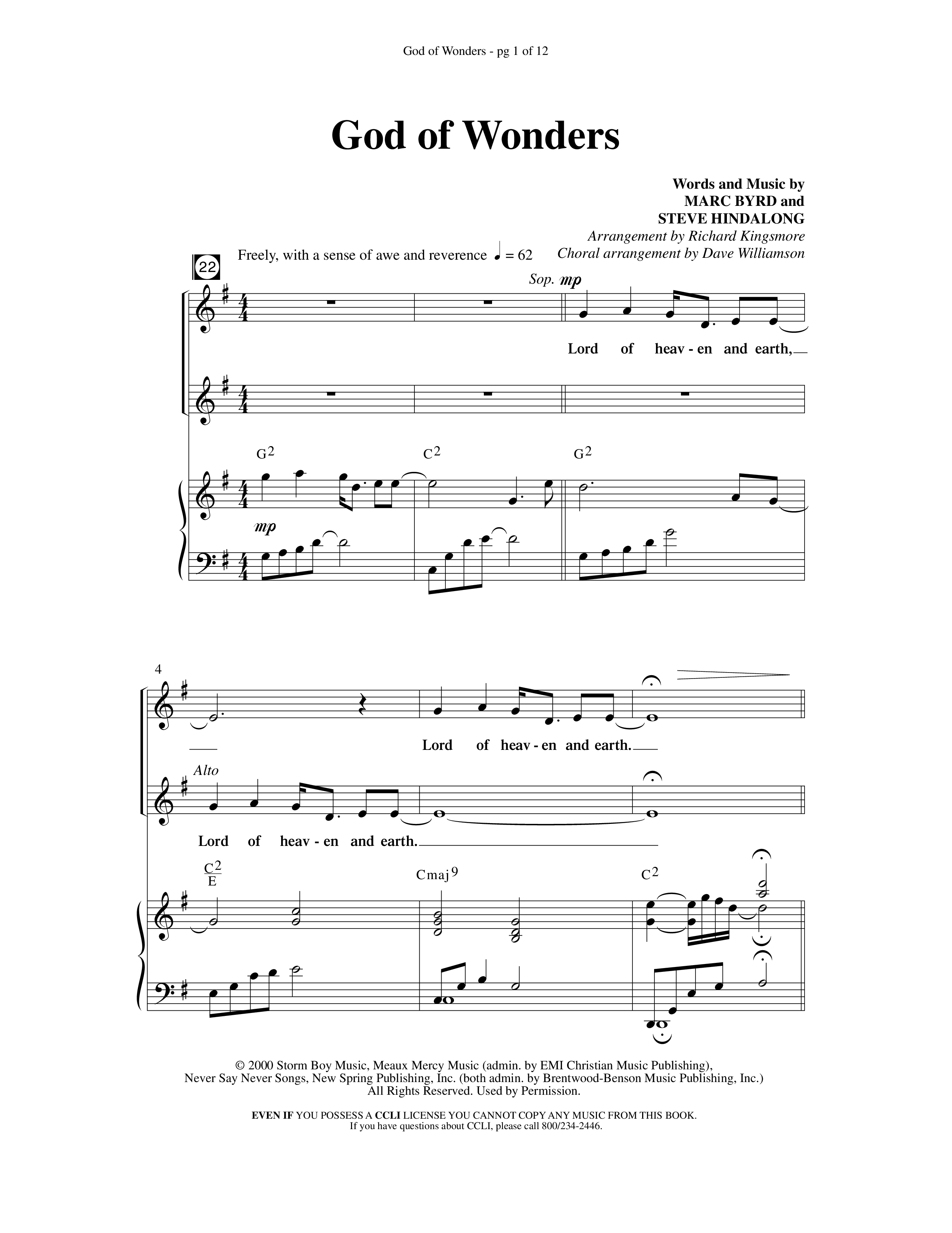 Blessing Honor And Praise (14 Song Choral Collection) Song 5 (Piano SATB) (Arr. Dave Williamson)