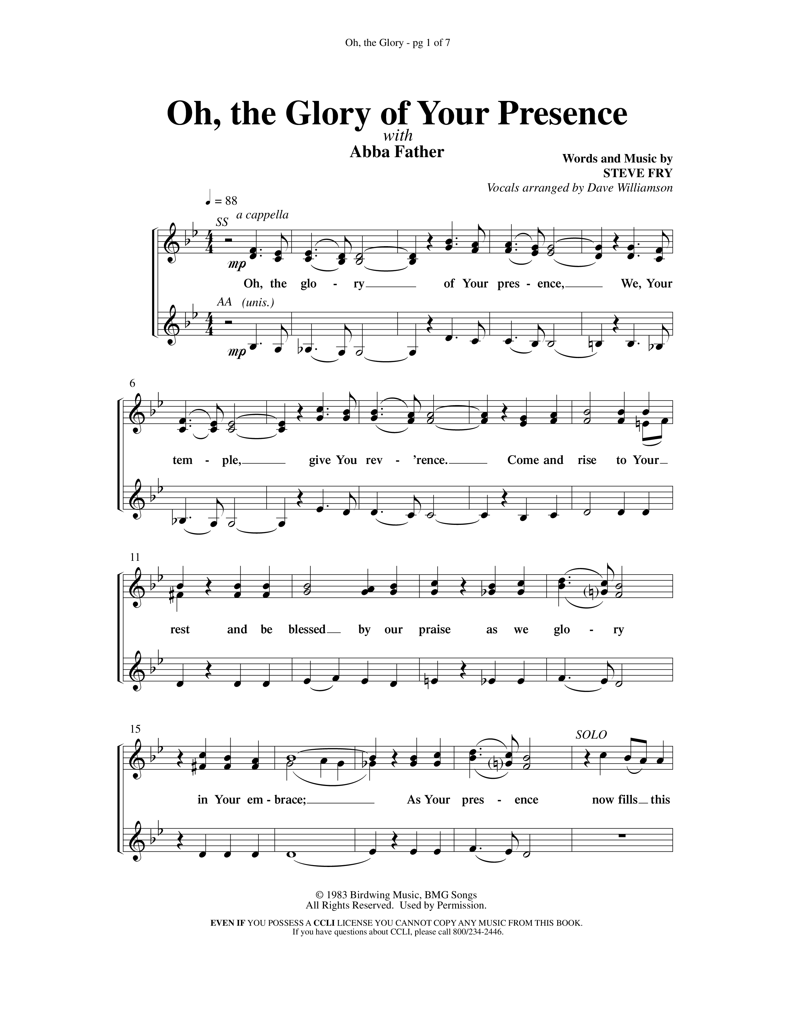 Blessing Honor And Praise (14 Song Choral Collection) Song 6 (Piano SATB) (Arr. Dave Williamson)