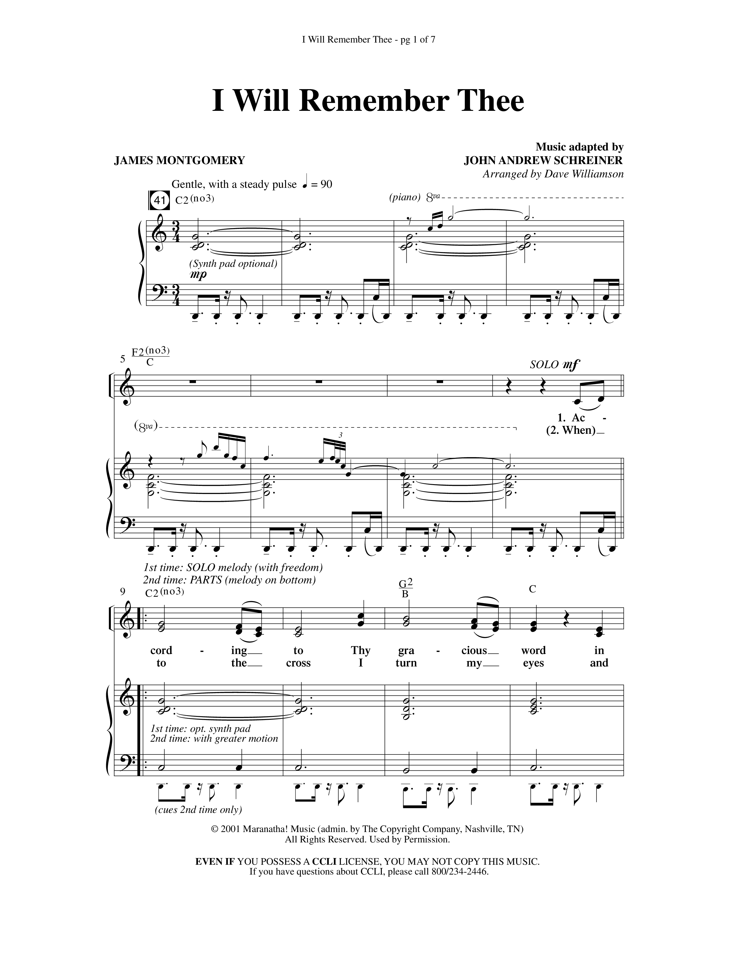 Blessing Honor And Praise (14 Song Choral Collection) Song 9 (Piano SATB) (Arr. Dave Williamson)