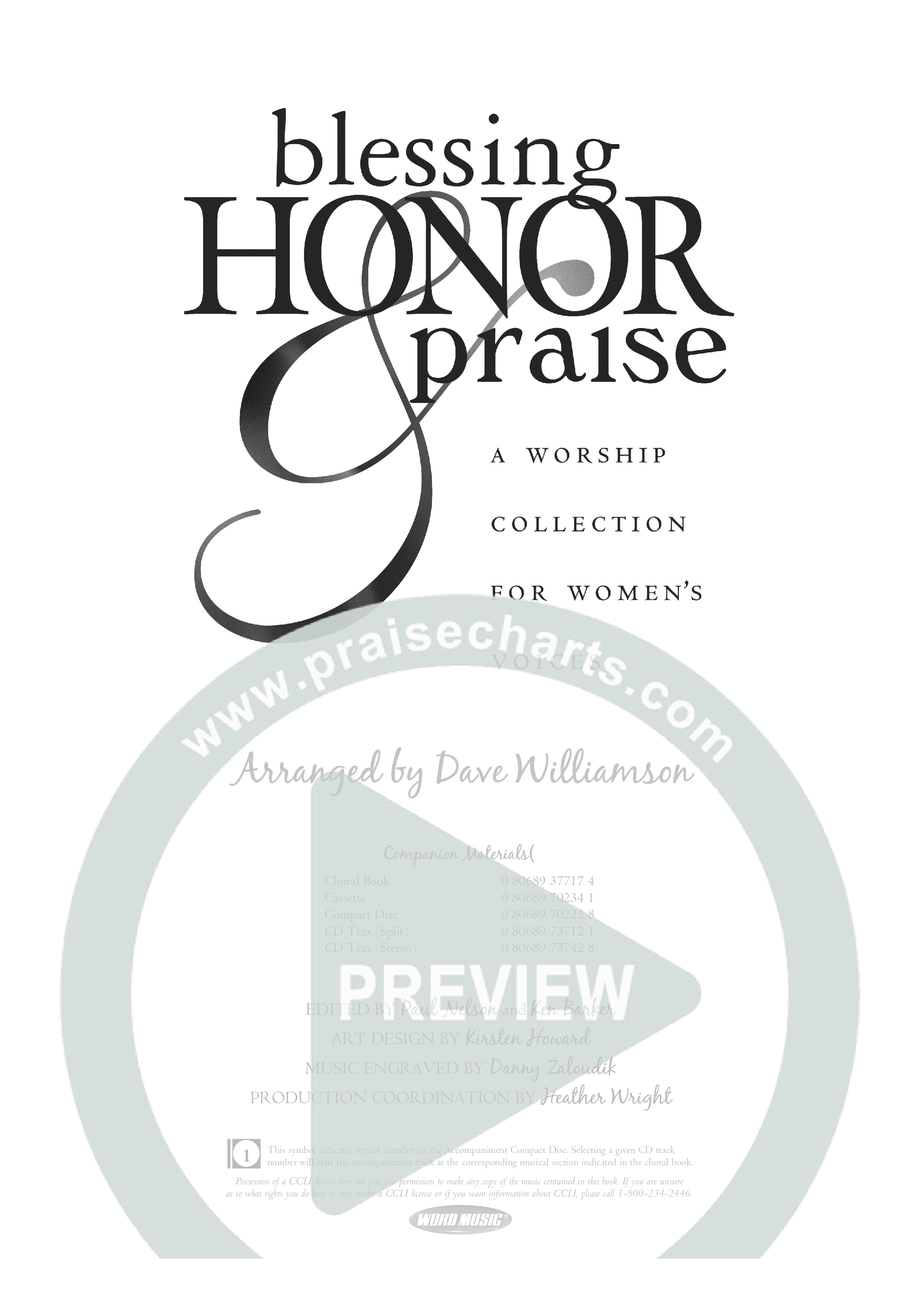 Blessing Honor And Praise (14 Song Choral Collection) Choral Book (Arr. Dave Williamson)
