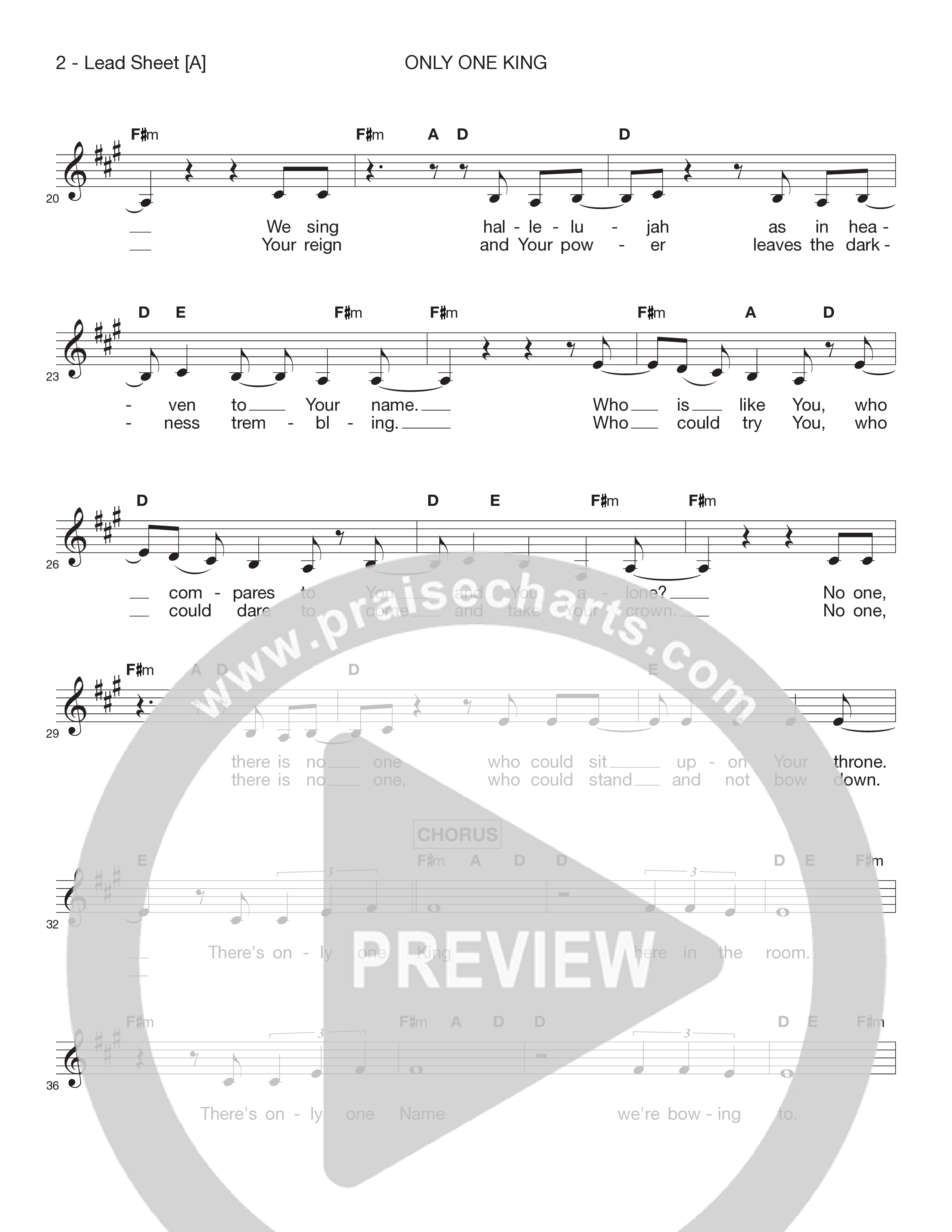Only One King Lead Sheet Melody (Victory House Worship)