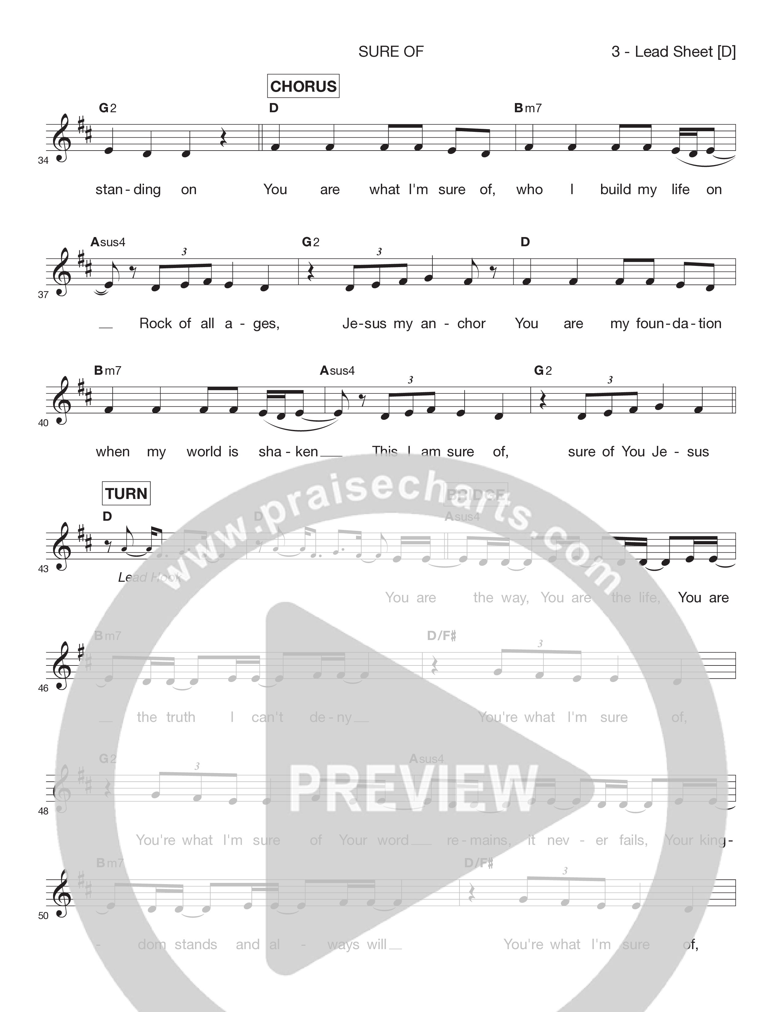 Sure Of Lead Sheet Melody (Victory House Worship)