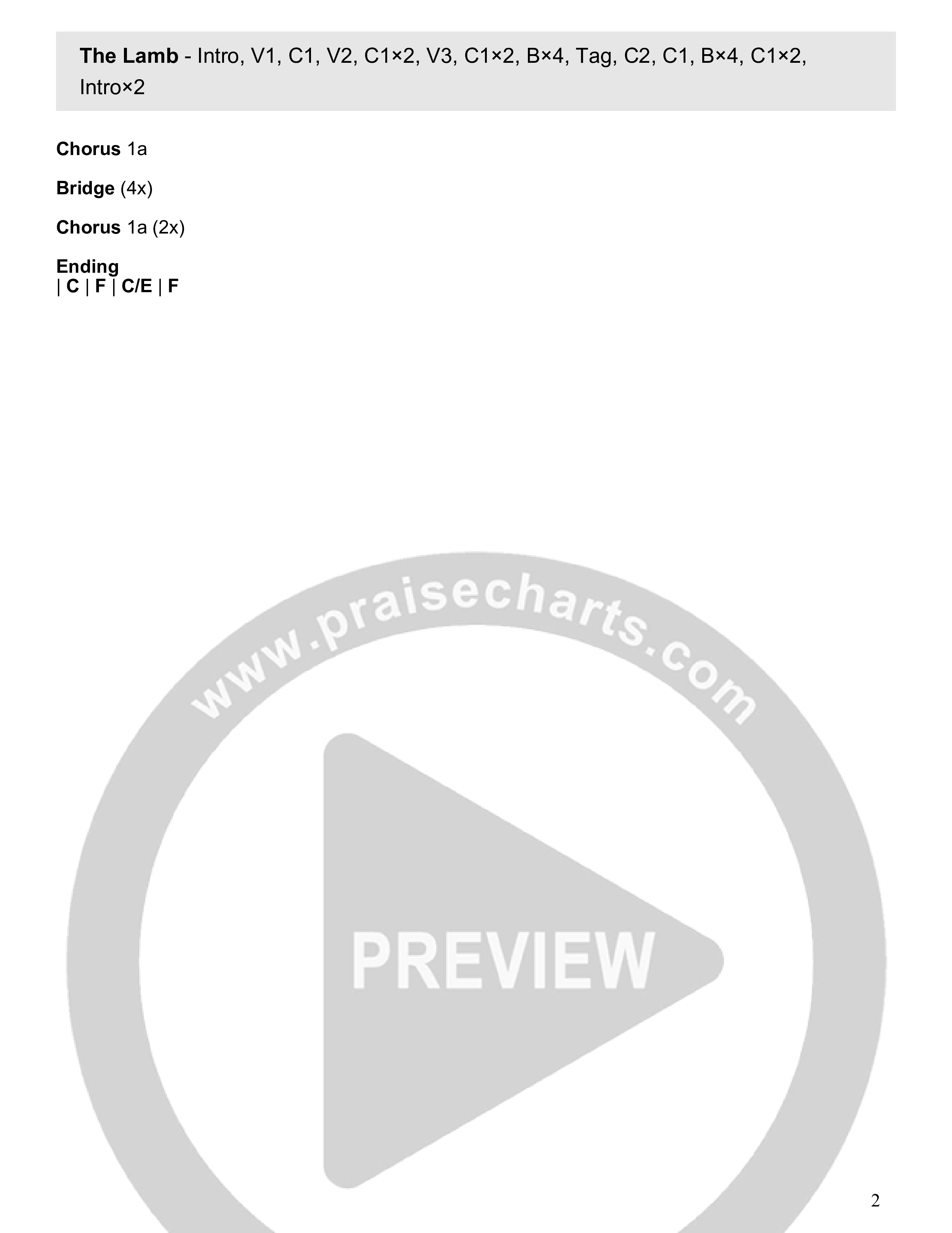 The Lamb (Live) Chord Chart (Garden Worship)