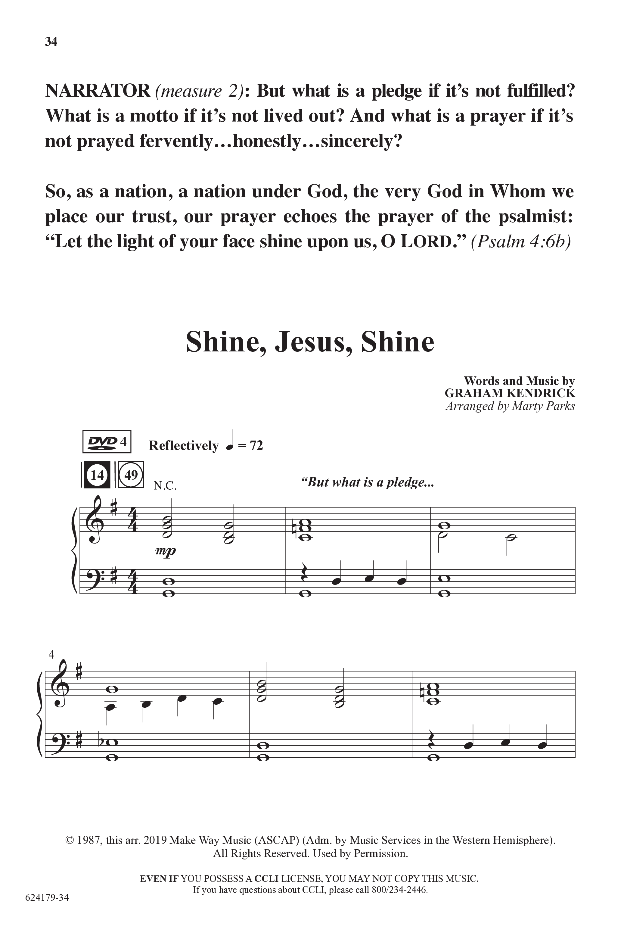 A Shining Light (7 Song Choral Collection) Song 4 (Piano SATB) (Arr. Marty Parks)