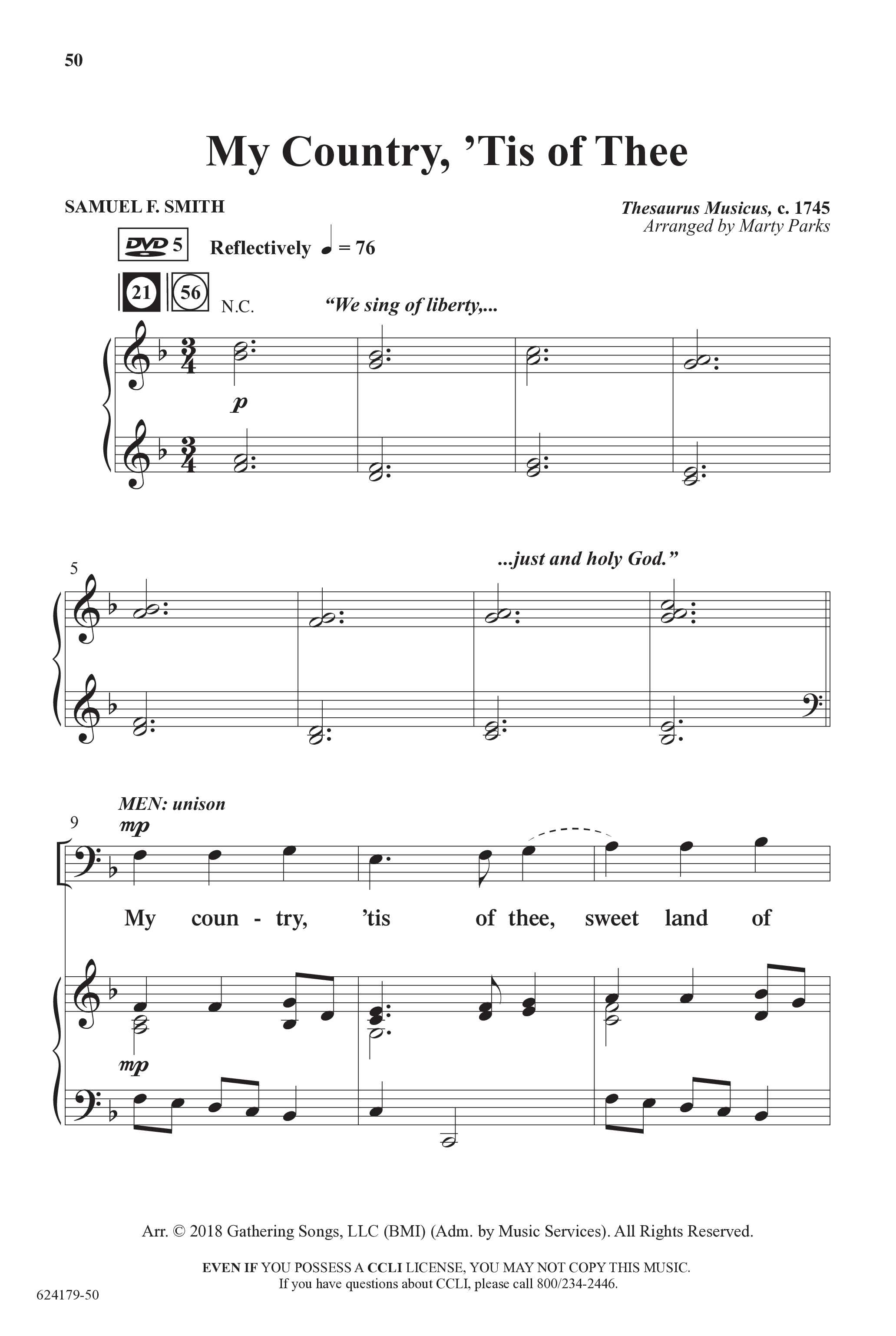A Shining Light (7 Song Choral Collection) Song 5 (Piano SATB) (Arr. Marty Parks)