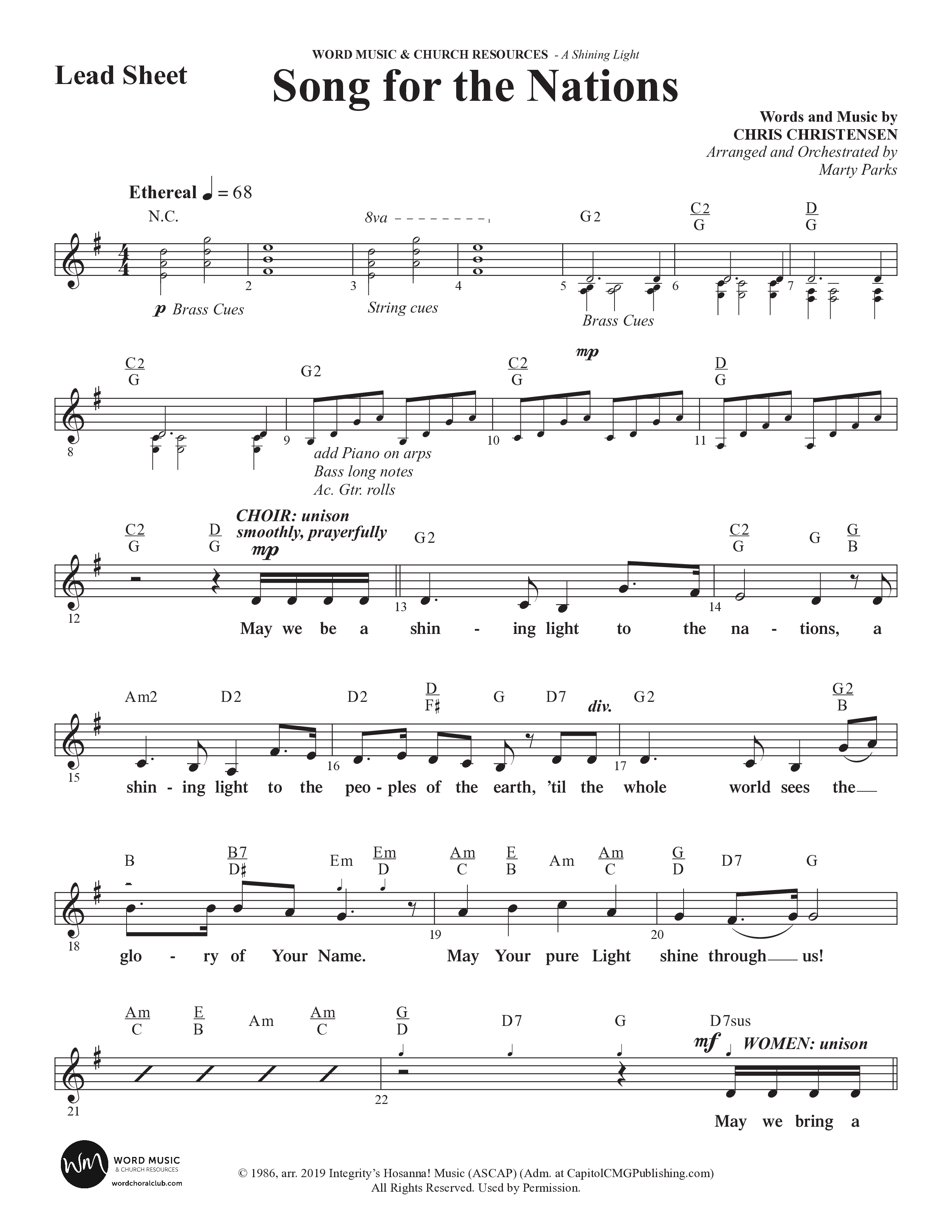 A Shining Light (7 Song Choral Collection) Song 6 (Lead & Chords) (Arr. Marty Parks)