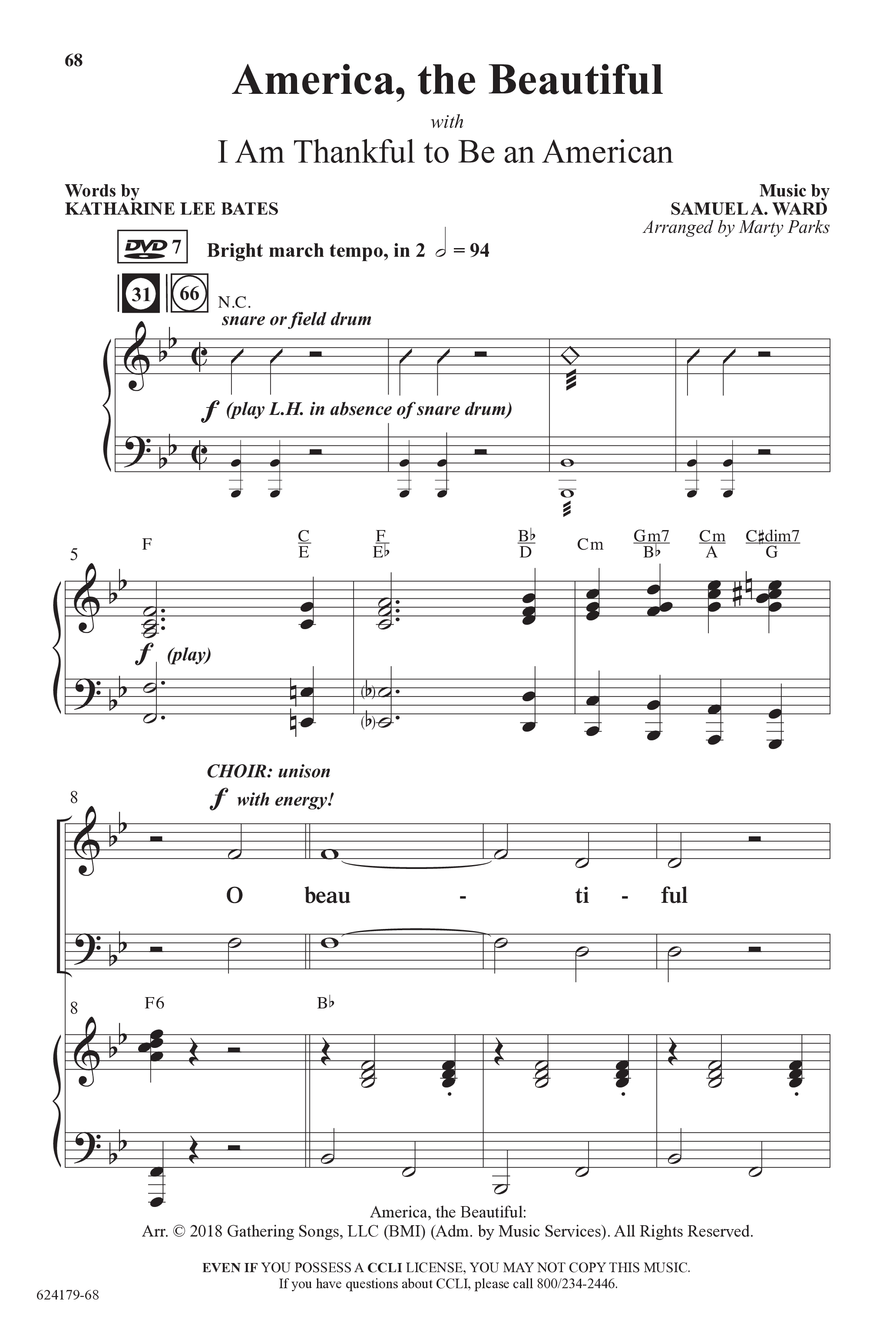 A Shining Light (7 Song Choral Collection) Song 7 (Piano SATB) (Arr. Marty Parks)