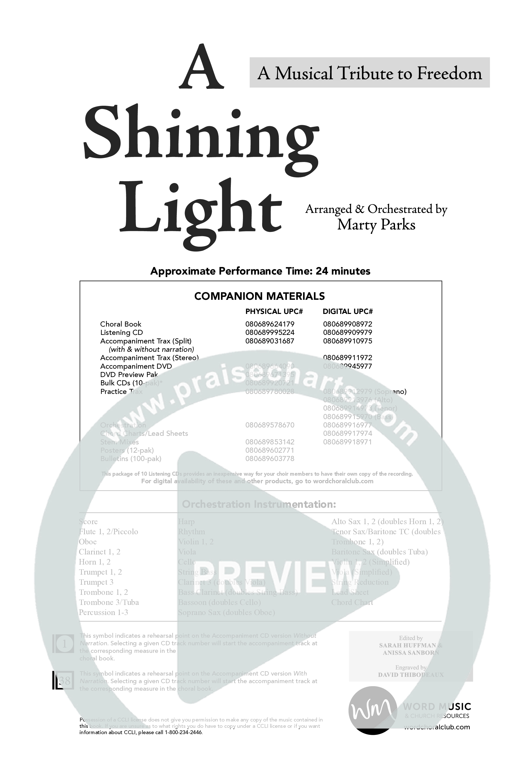 A Shining Light (7 Song Choral Collection) Choral Book (Arr. Marty Parks)