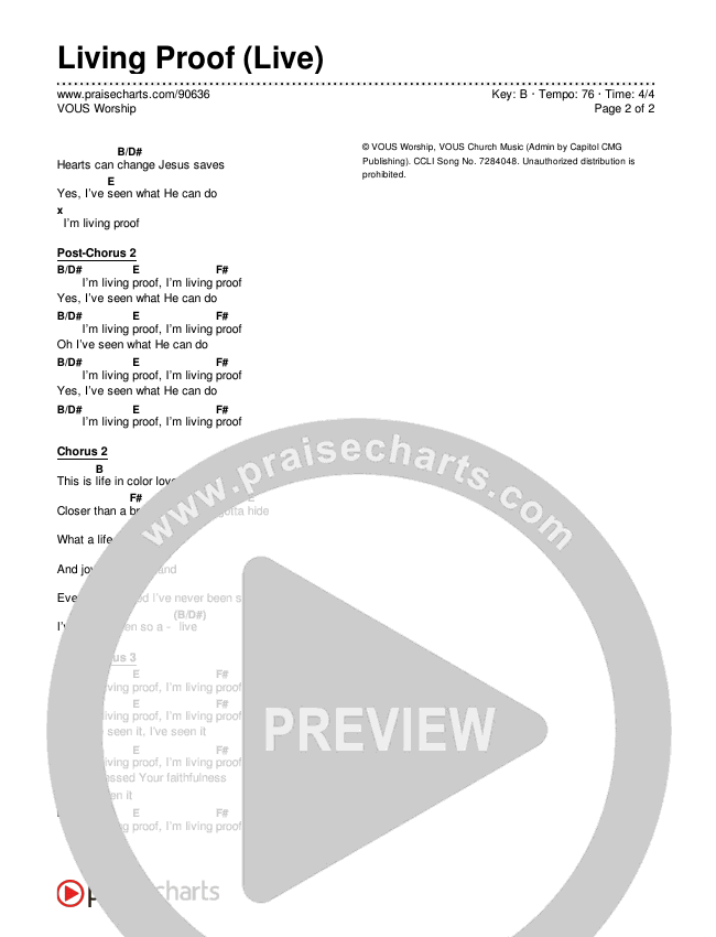 Living Proof (Live) Chords & Lyrics (VOUS Worship)