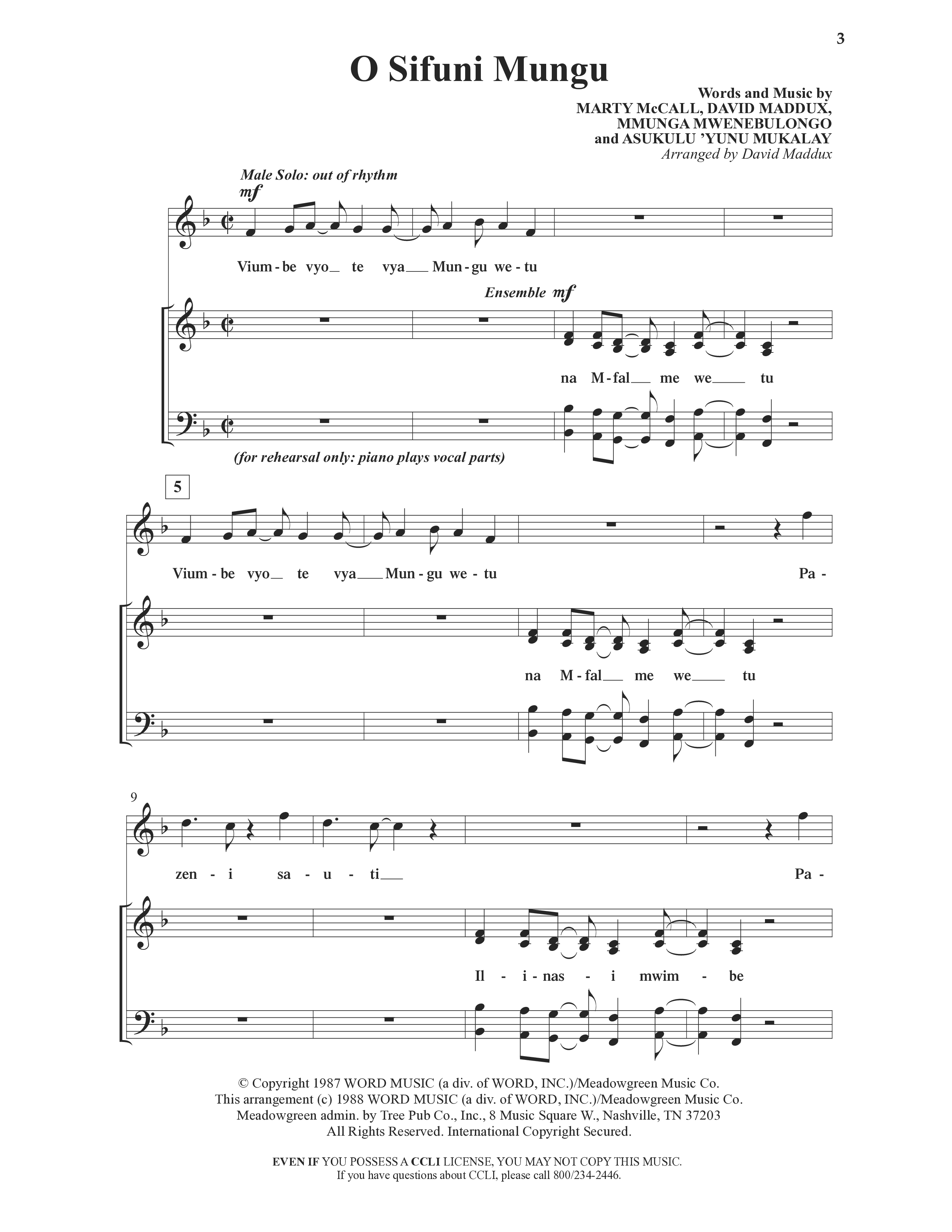 O Sifuni Mungu (Choral Anthem SATB) Anthem (SATB/Piano) (Word Music Choral / David Maddux)