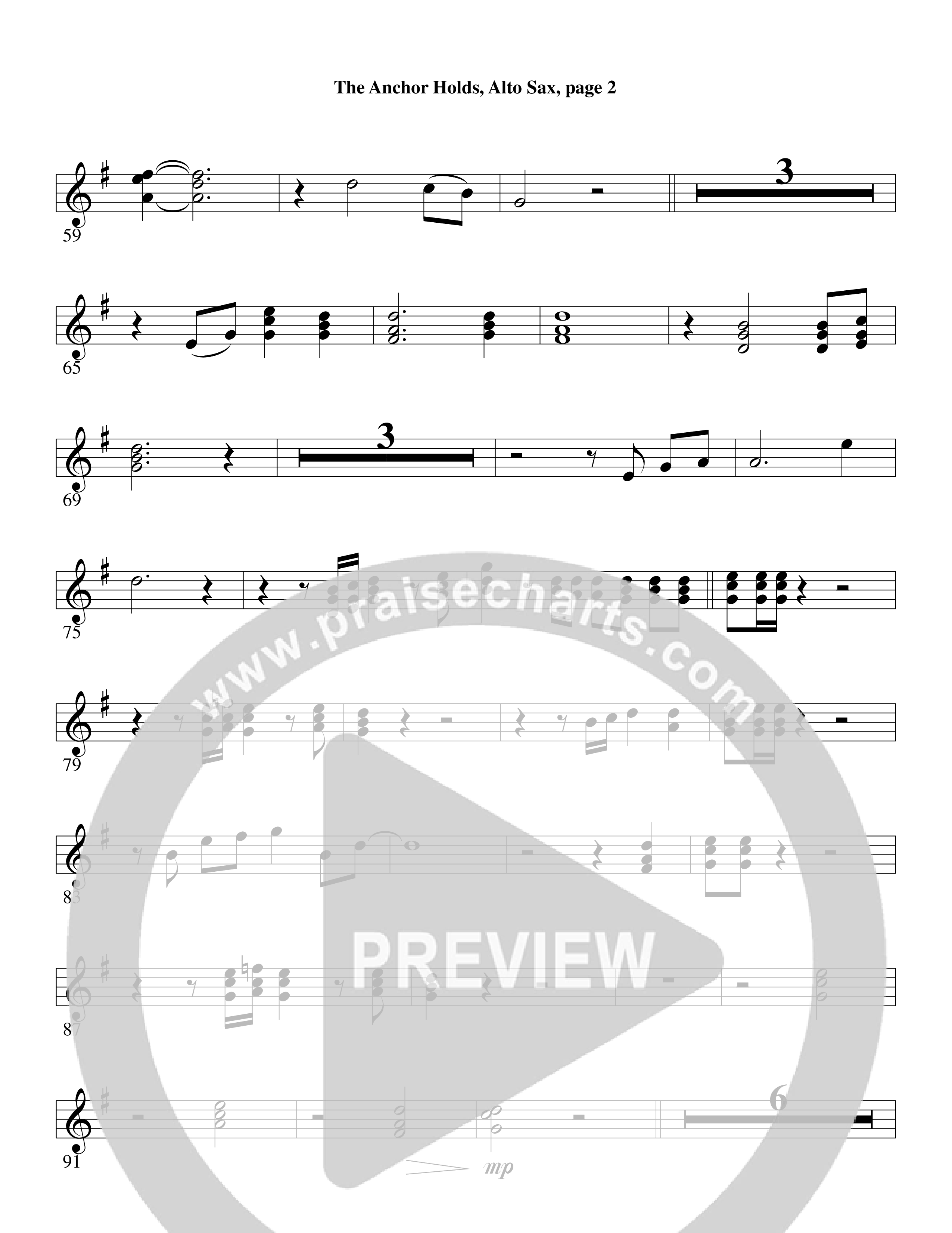 The Anchor Holds (Choral Anthem SATB) Alto Sax (Word Music Choral / Arr. David Clydesdale)