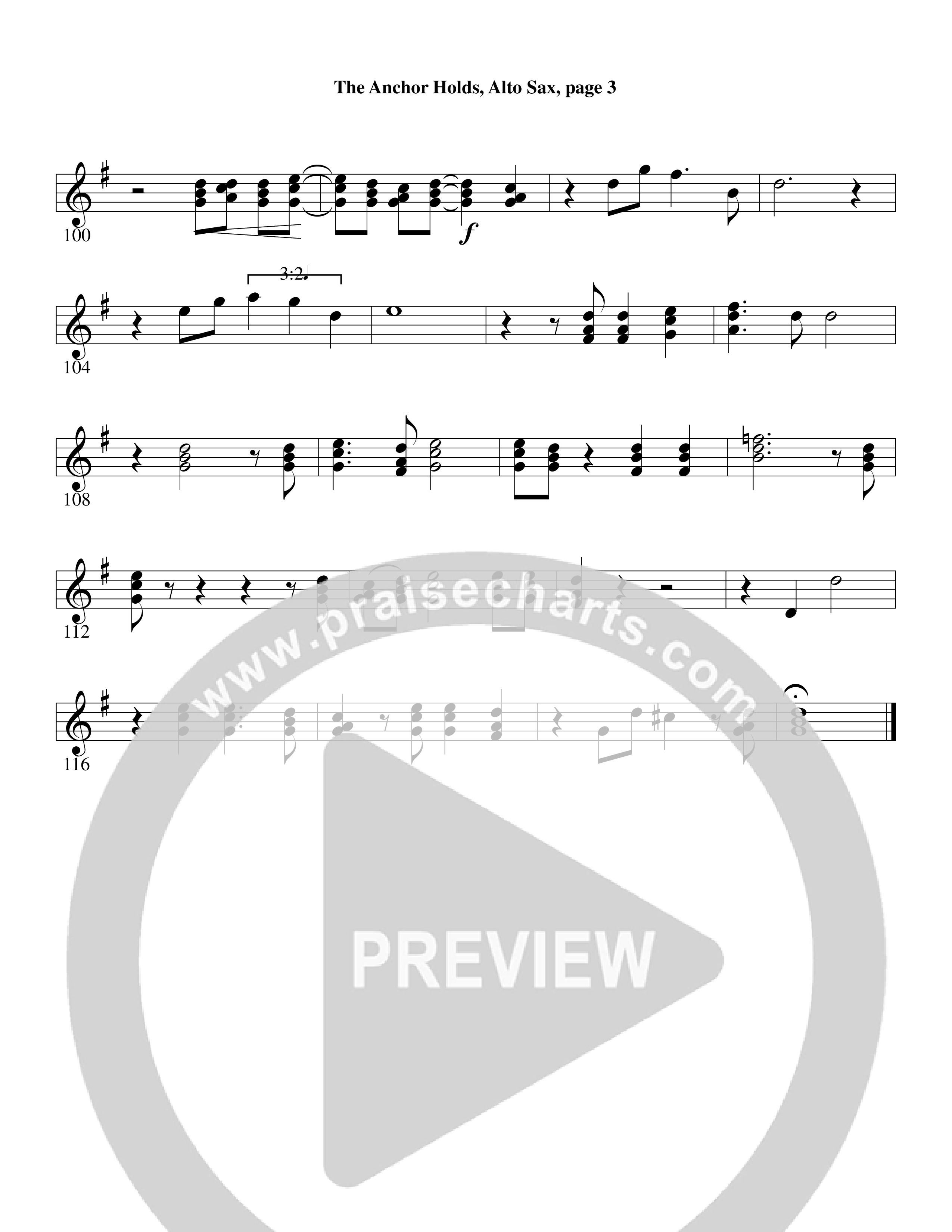 The Anchor Holds (Choral Anthem SATB) Alto Sax (Word Music Choral / Arr. David Clydesdale)