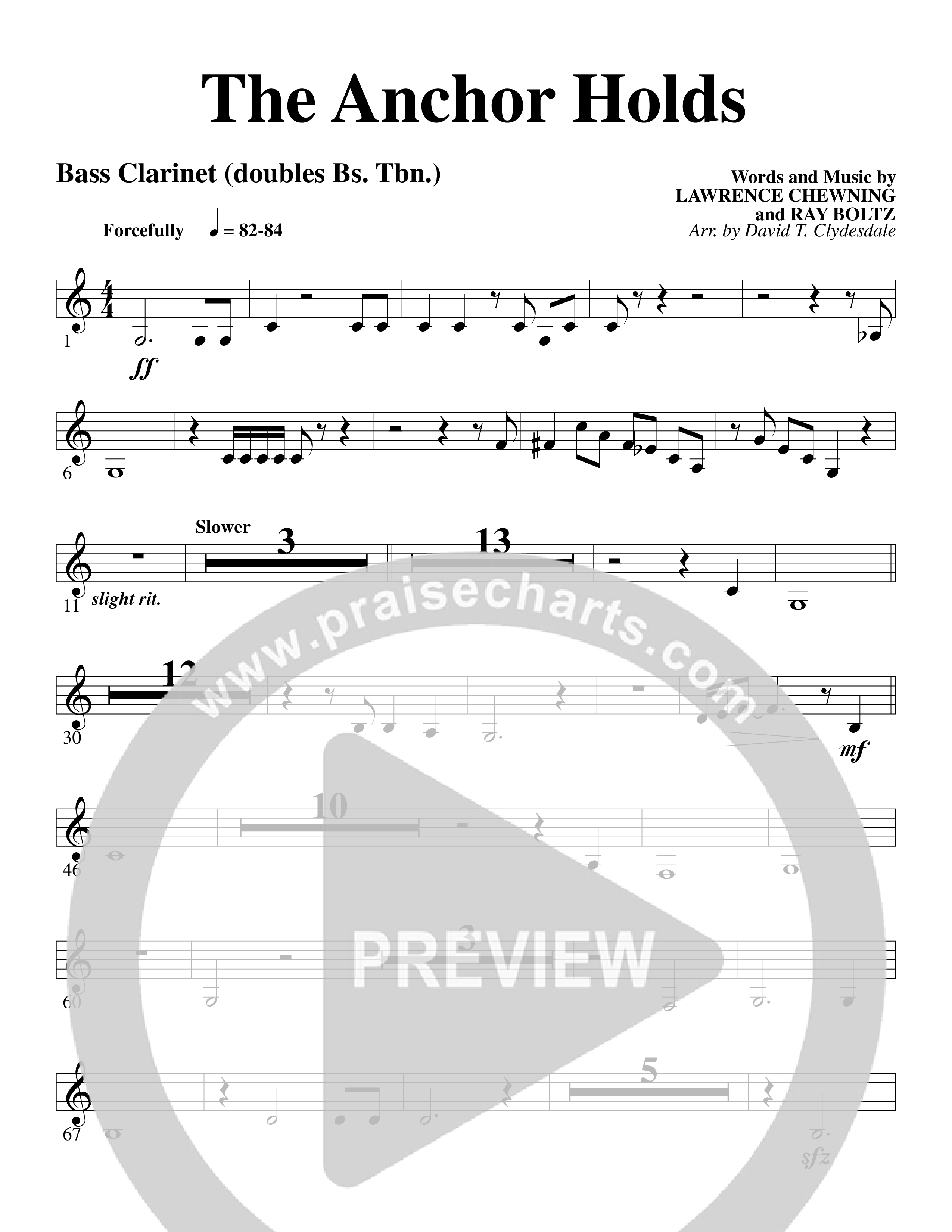 The Anchor Holds (Choral Anthem SATB) Bass Clarinet (Word Music Choral / Arr. David Clydesdale)