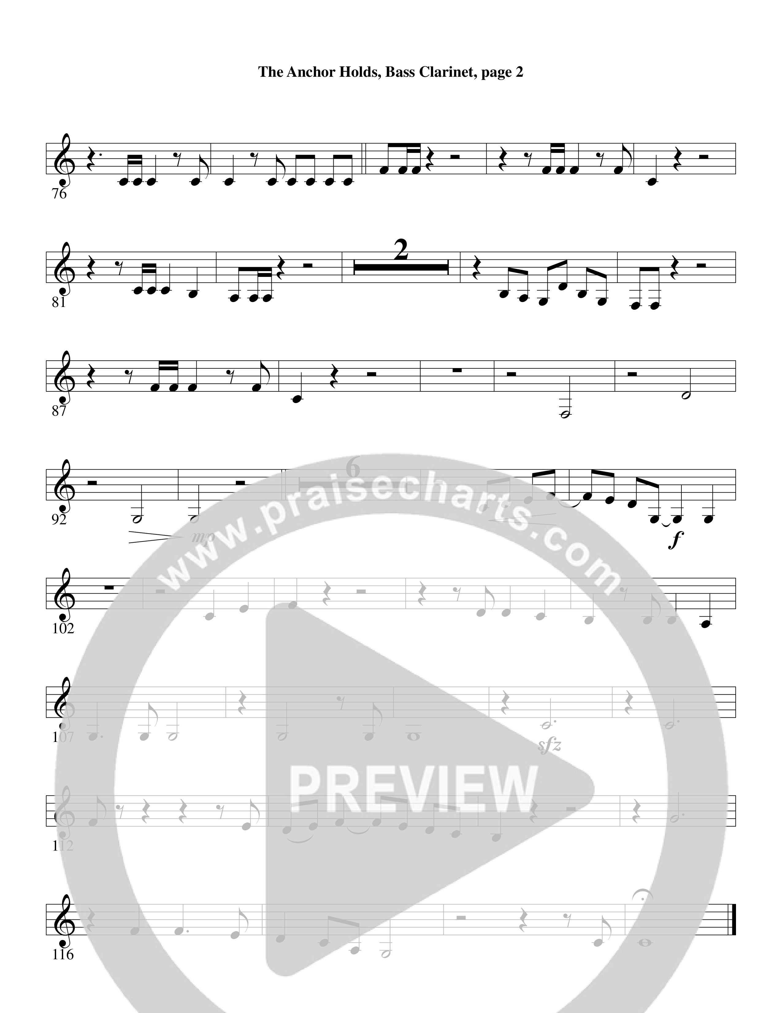 The Anchor Holds (Choral Anthem SATB) Bass Clarinet (Word Music Choral / Arr. David Clydesdale)