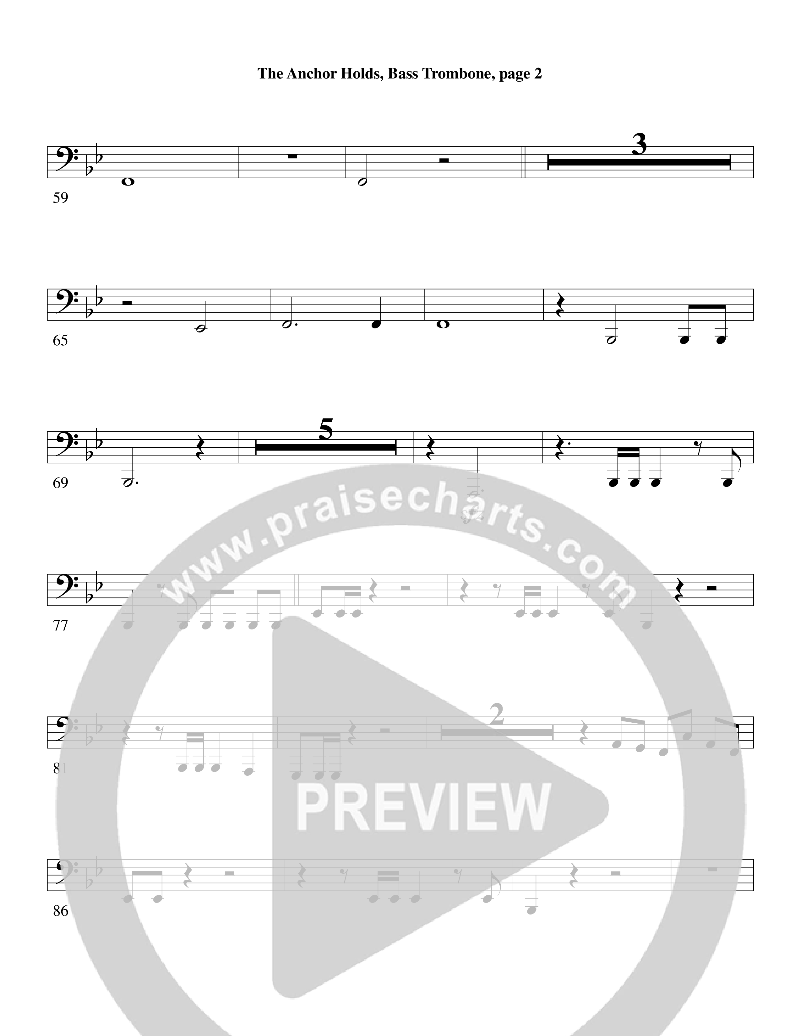 The Anchor Holds (Choral Anthem SATB) Bass Trombone (Word Music Choral / Arr. David Clydesdale)