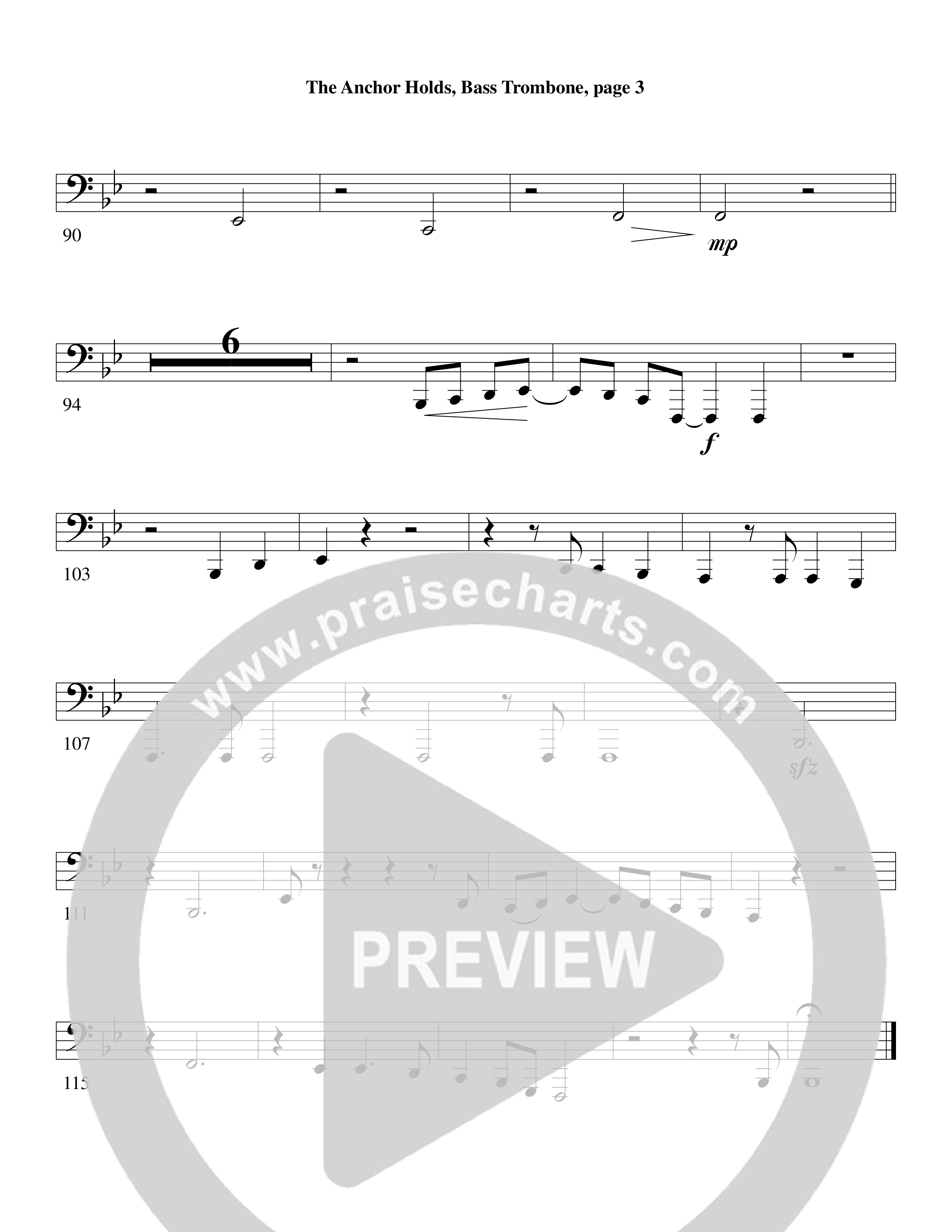 The Anchor Holds (Choral Anthem SATB) Bass Trombone (Word Music Choral / Arr. David Clydesdale)