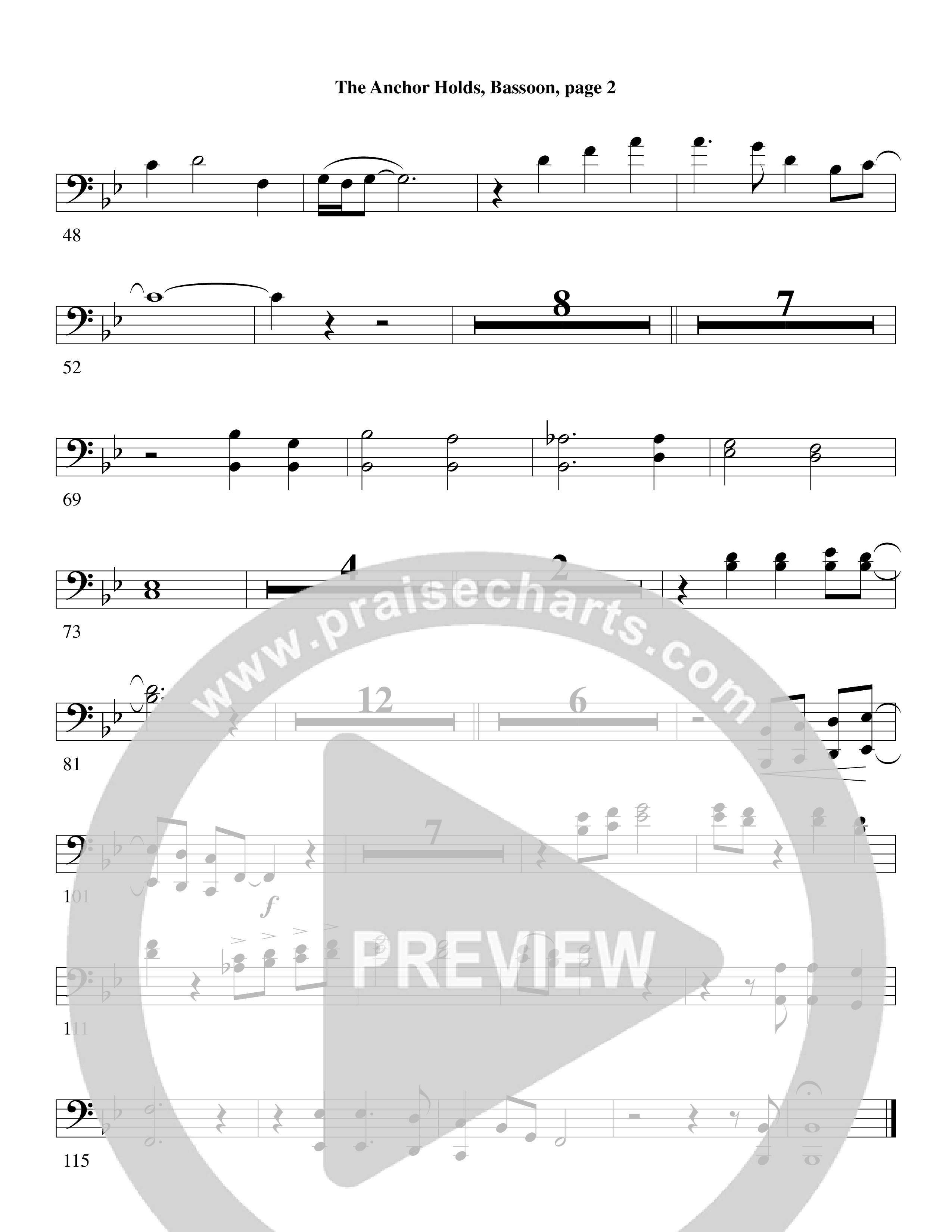 The Anchor Holds (Choral Anthem SATB) Bassoon (Word Music Choral / Arr. David Clydesdale)
