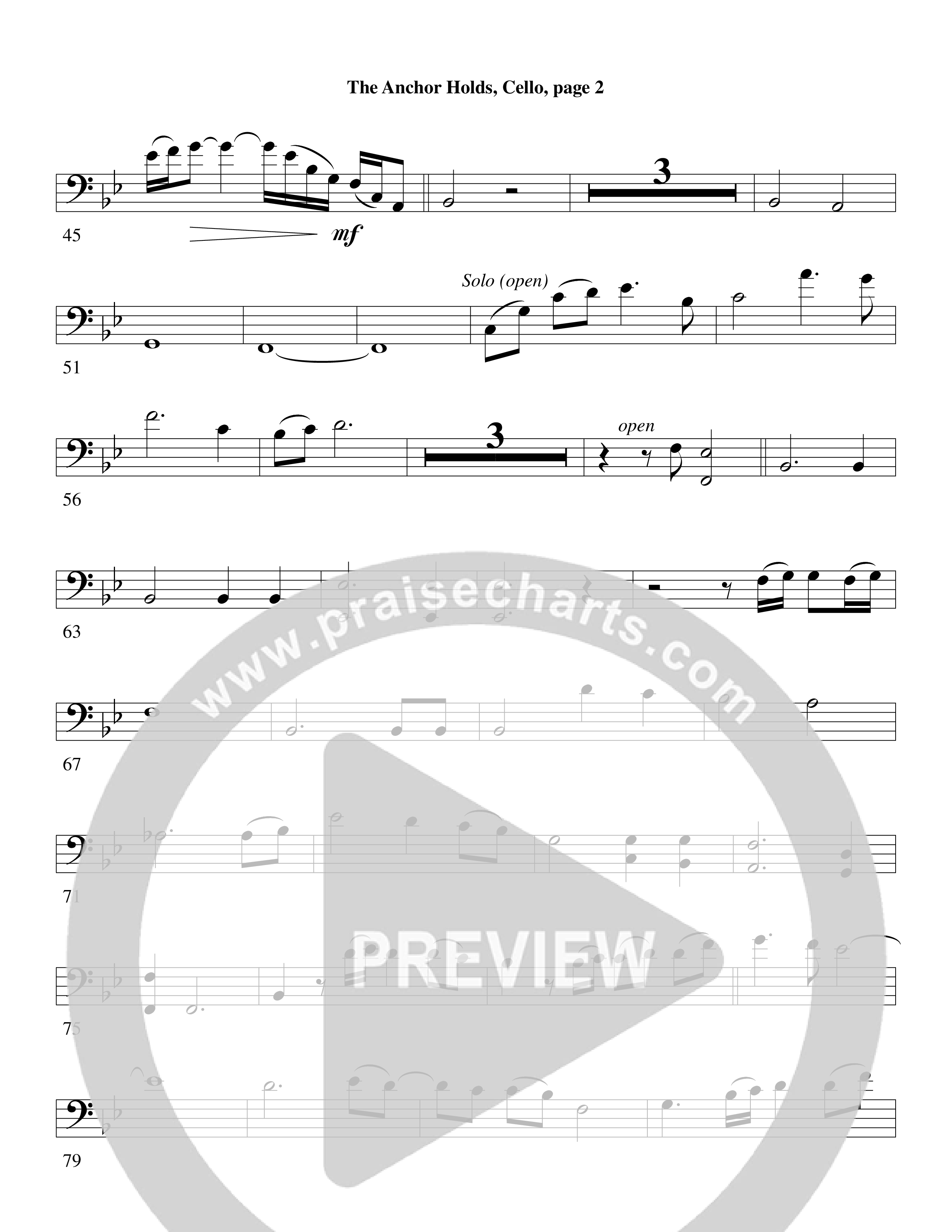 The Anchor Holds (Choral Anthem SATB) Cello (Word Music Choral / Arr. David Clydesdale)