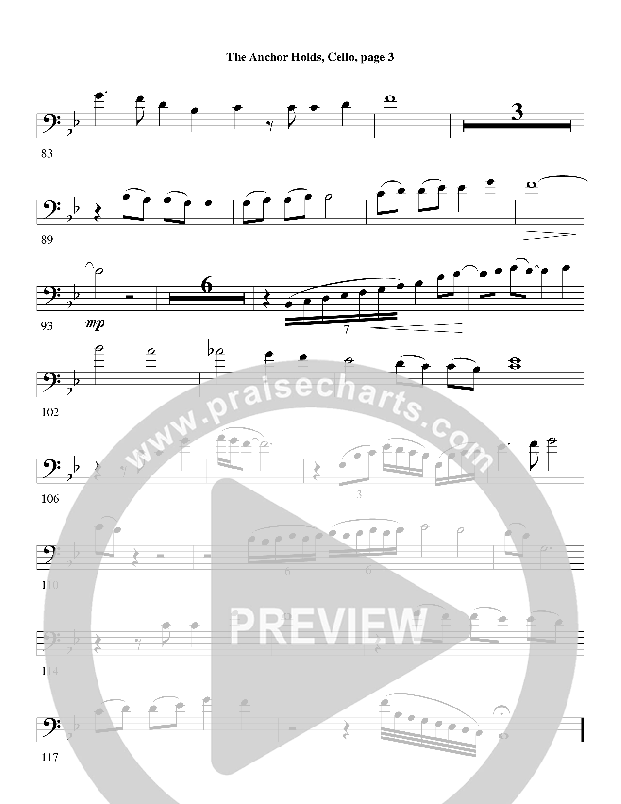The Anchor Holds (Choral Anthem SATB) Cello (Word Music Choral / Arr. David Clydesdale)