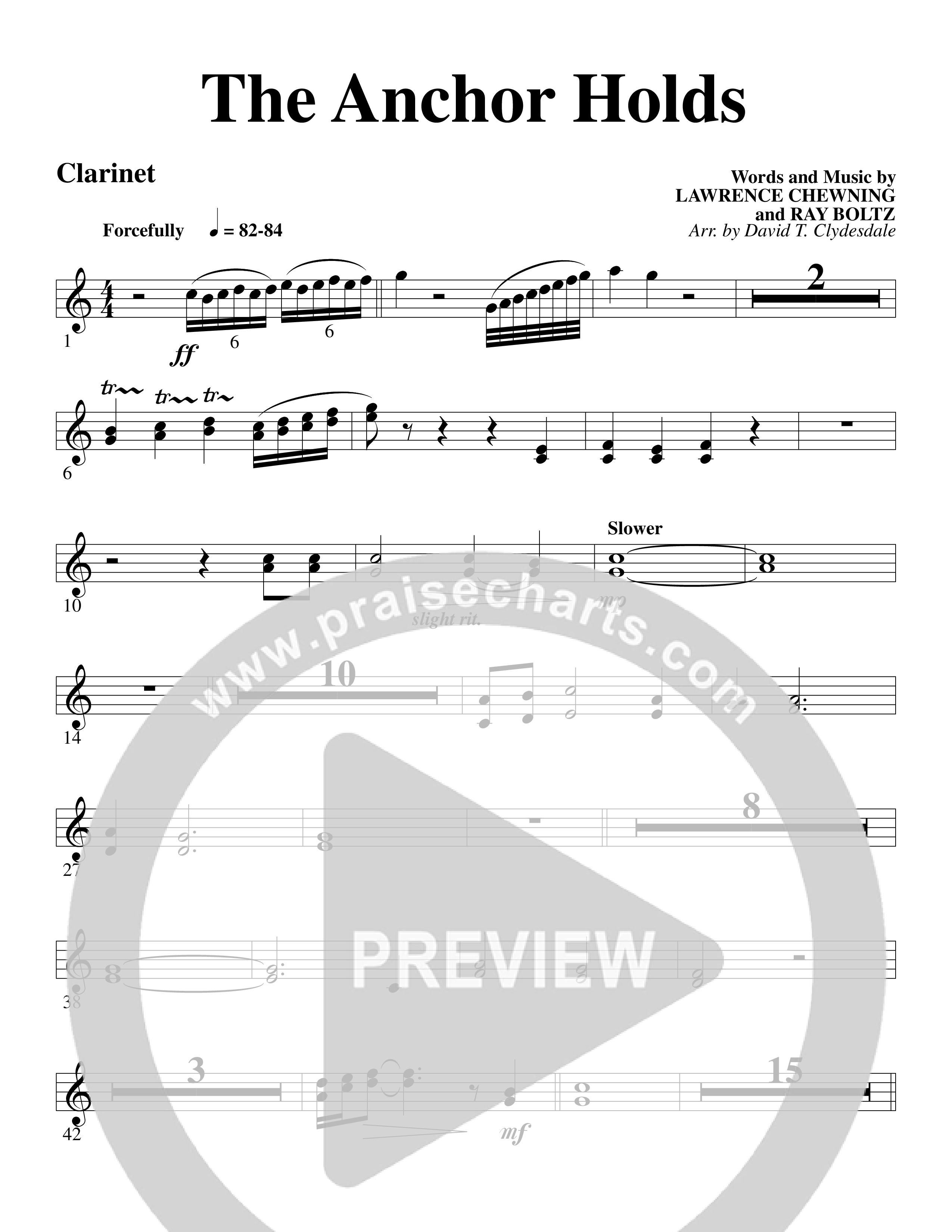 The Anchor Holds (Choral Anthem SATB) Clarinet (Word Music Choral / Arr. David Clydesdale)