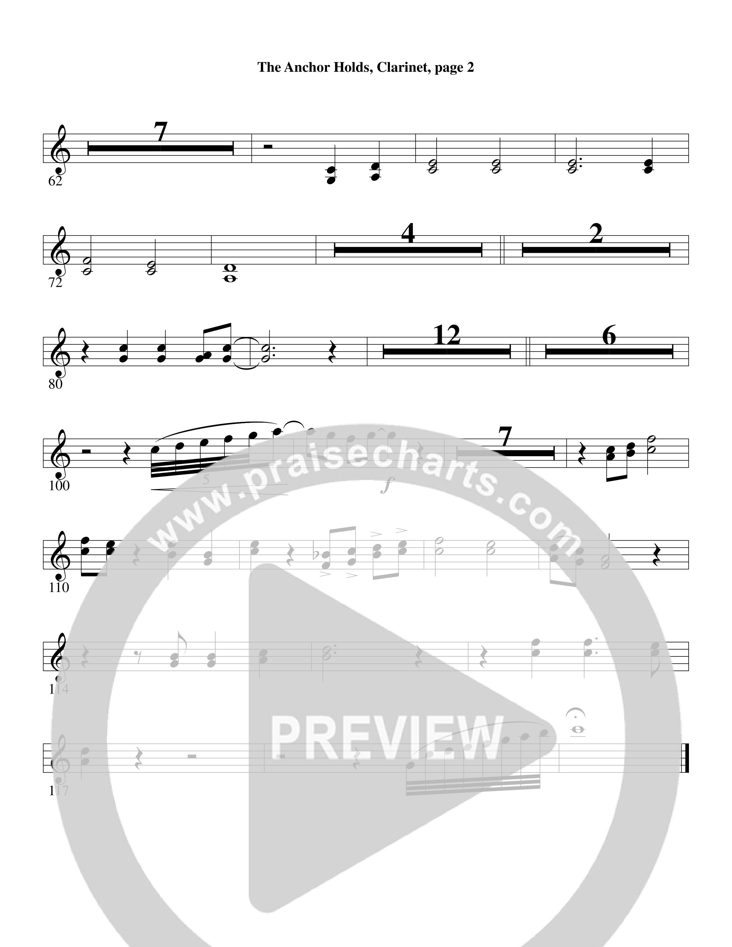 The Anchor Holds (Choral Anthem SATB) Clarinet (Word Music Choral / Arr. David Clydesdale)