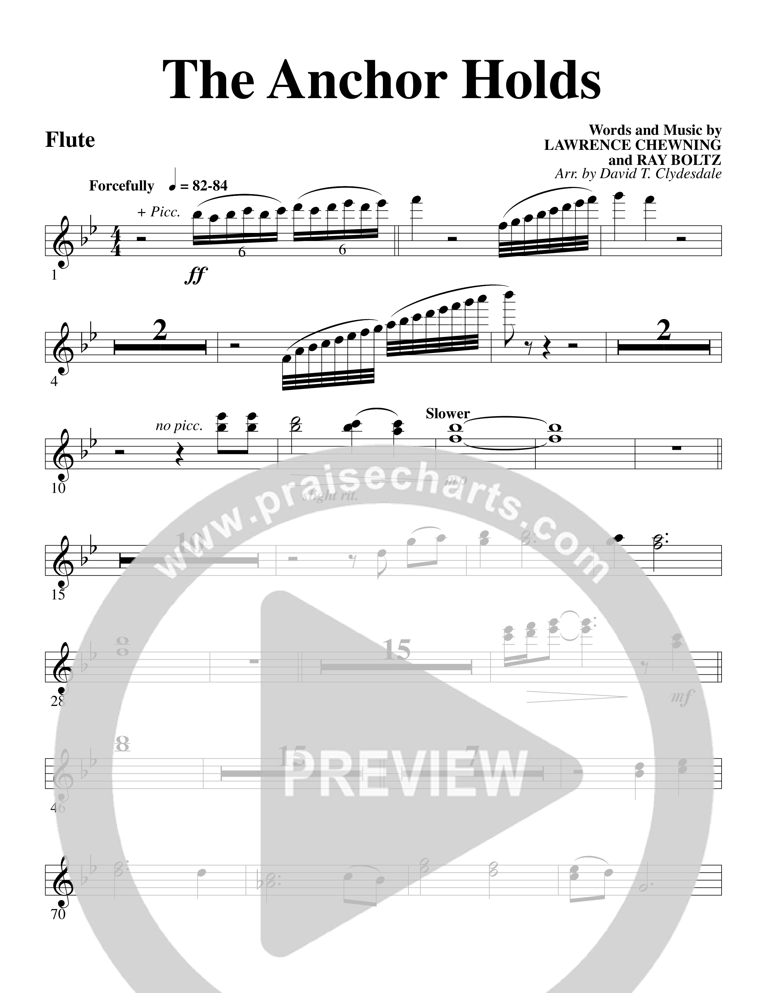 The Anchor Holds (Choral Anthem SATB) Flute (Word Music Choral / Arr. David Clydesdale)