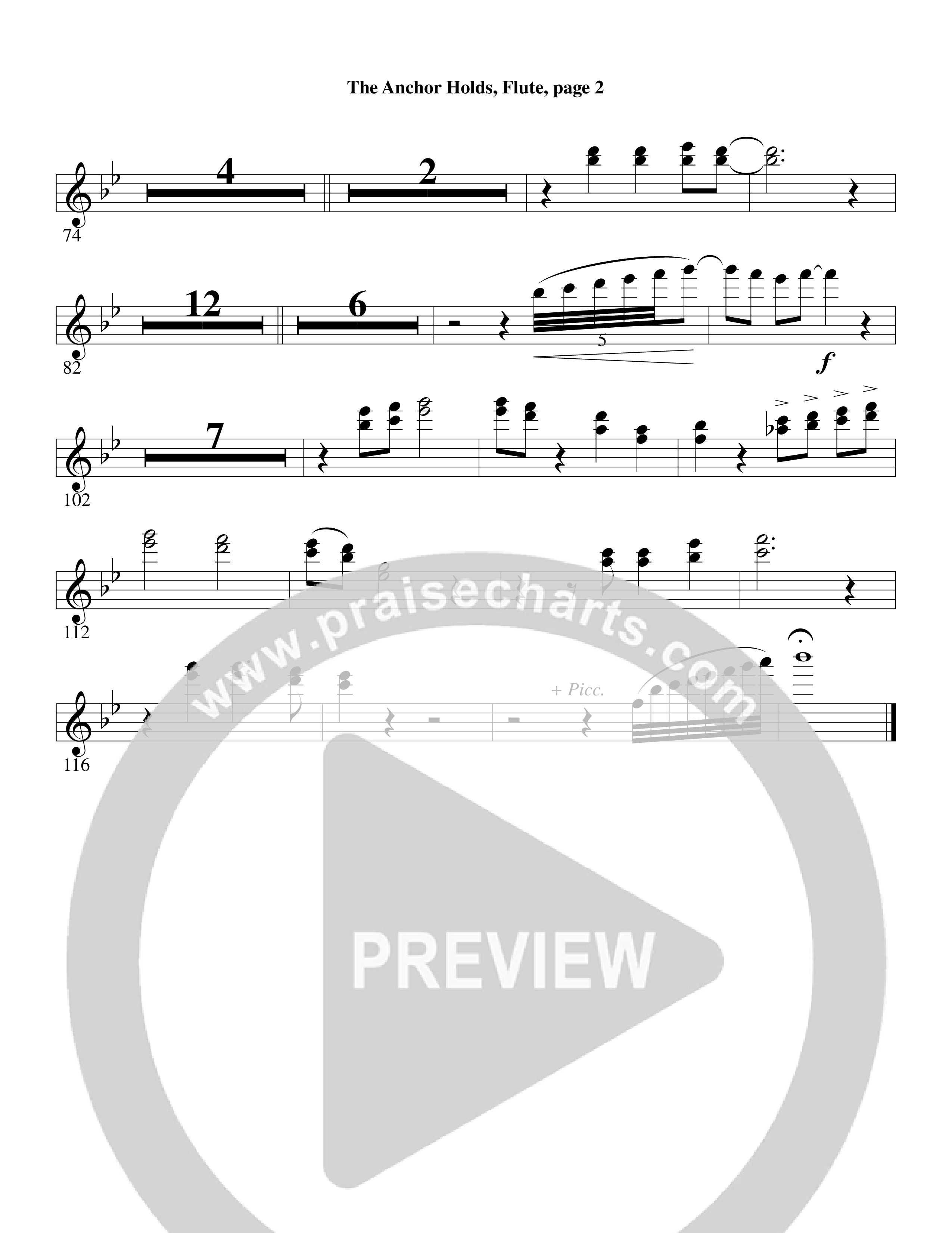 The Anchor Holds (Choral Anthem SATB) Flute (Word Music Choral / Arr. David Clydesdale)