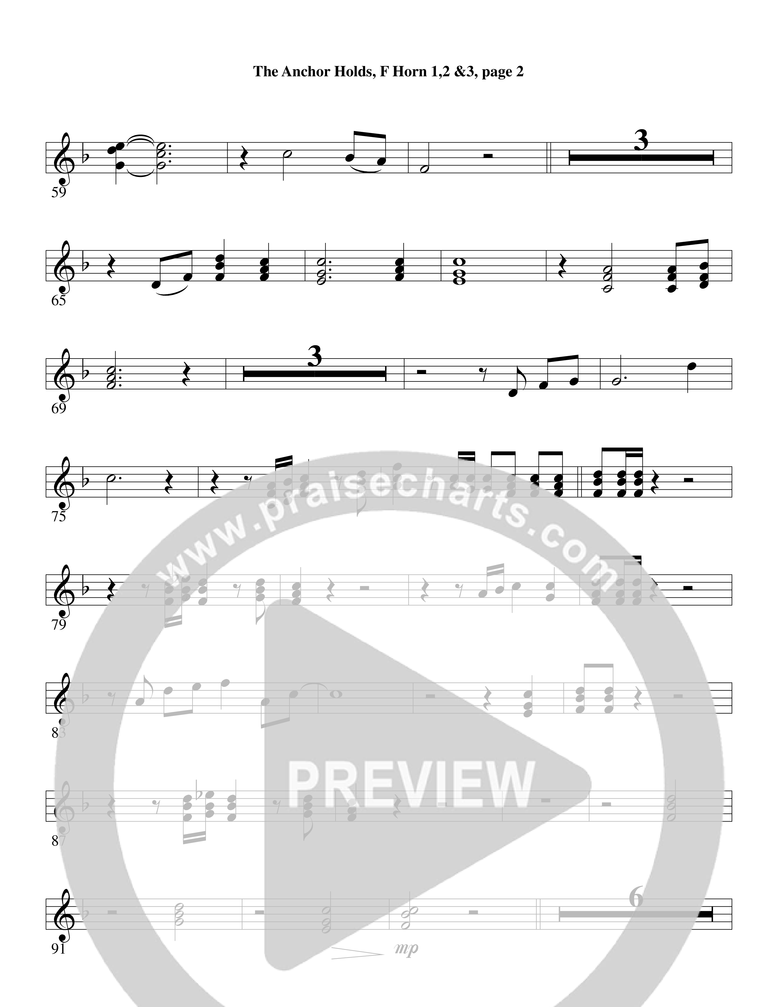 The Anchor Holds (Choral Anthem SATB) French Horn (Word Music Choral / Arr. David Clydesdale)