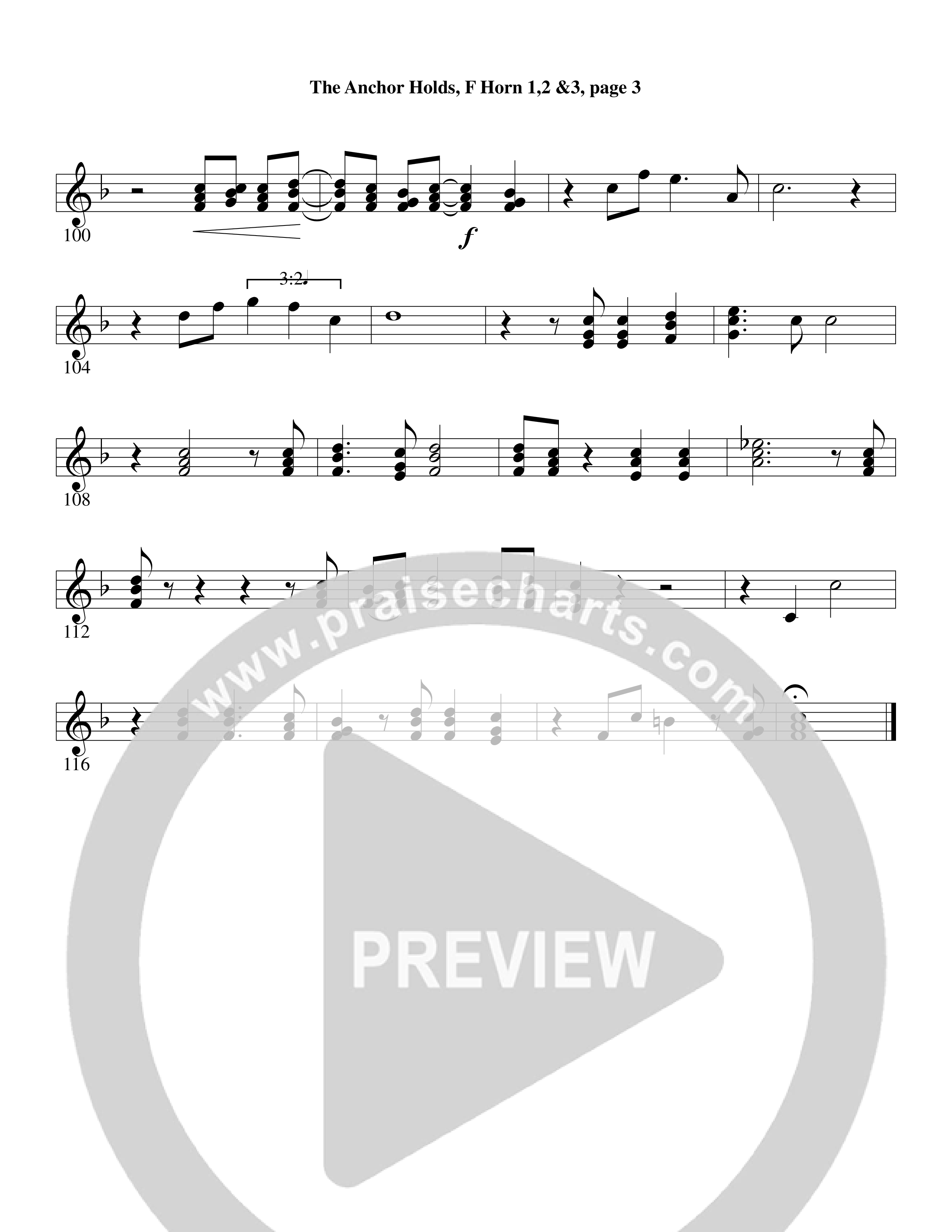The Anchor Holds (Choral Anthem SATB) French Horn (Word Music Choral / Arr. David Clydesdale)