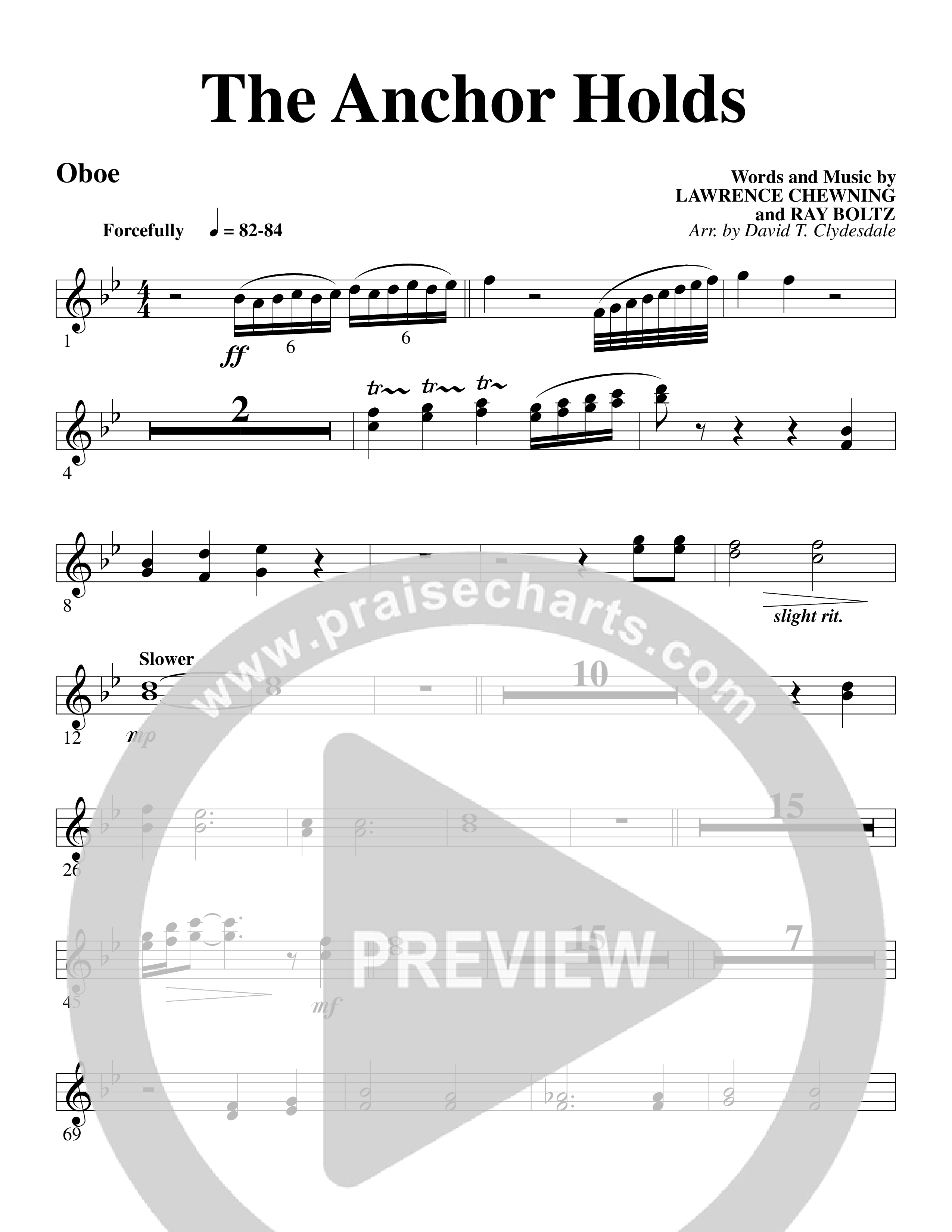 The Anchor Holds (Choral Anthem SATB) Oboe (Word Music Choral / Arr. David Clydesdale)