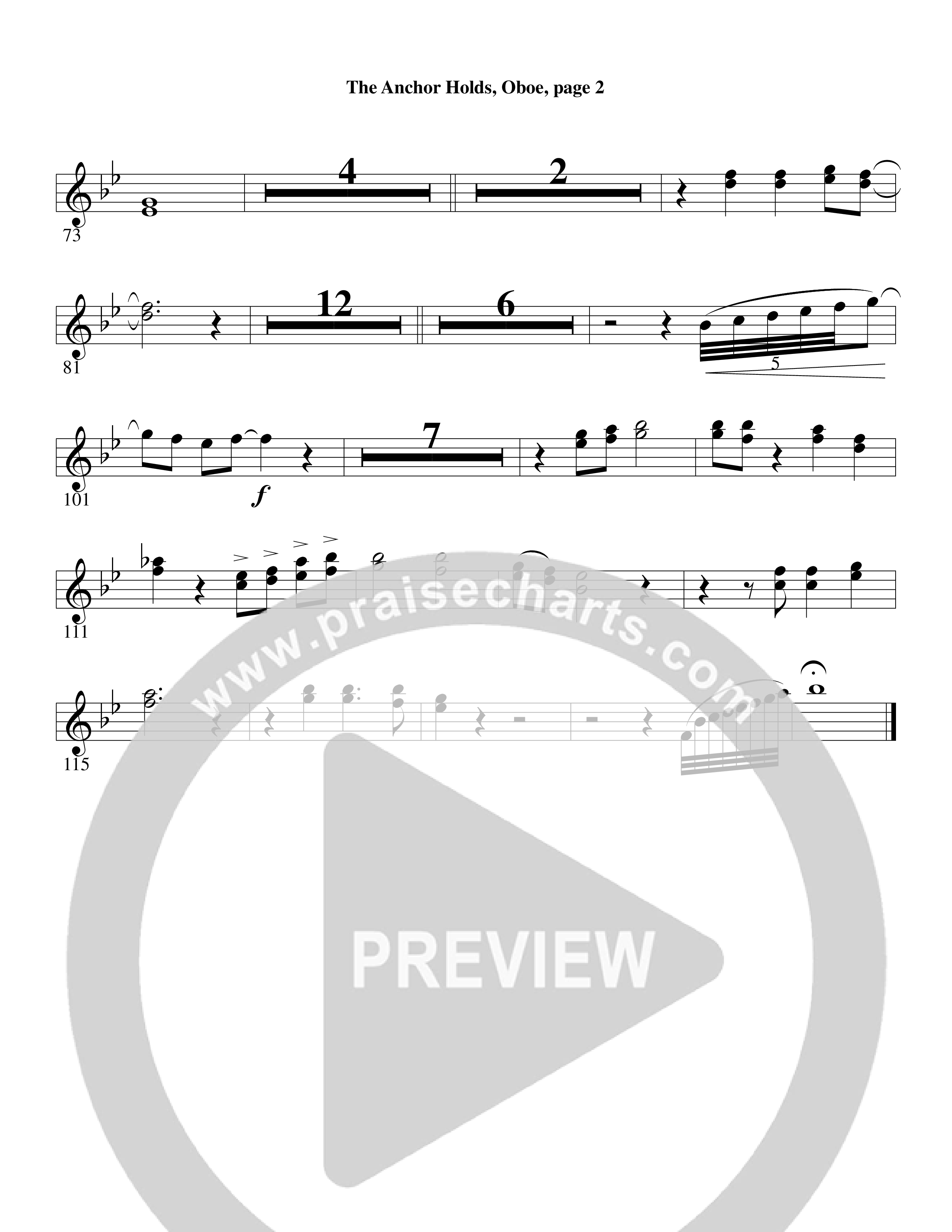 The Anchor Holds (Choral Anthem SATB) Oboe (Word Music Choral / Arr. David Clydesdale)