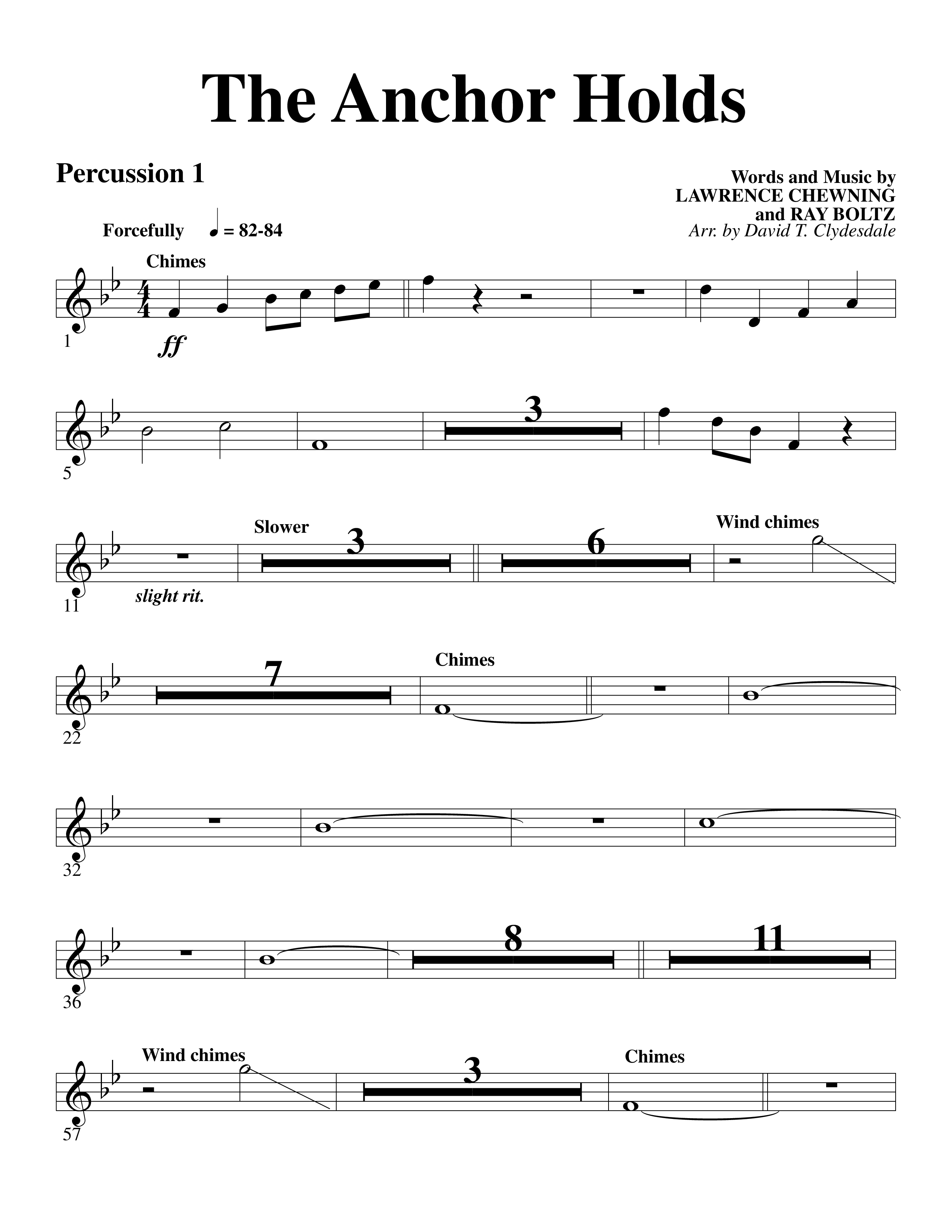 The Anchor Holds (Choral Anthem SATB) Percussion (Word Music Choral / Arr. David Clydesdale)