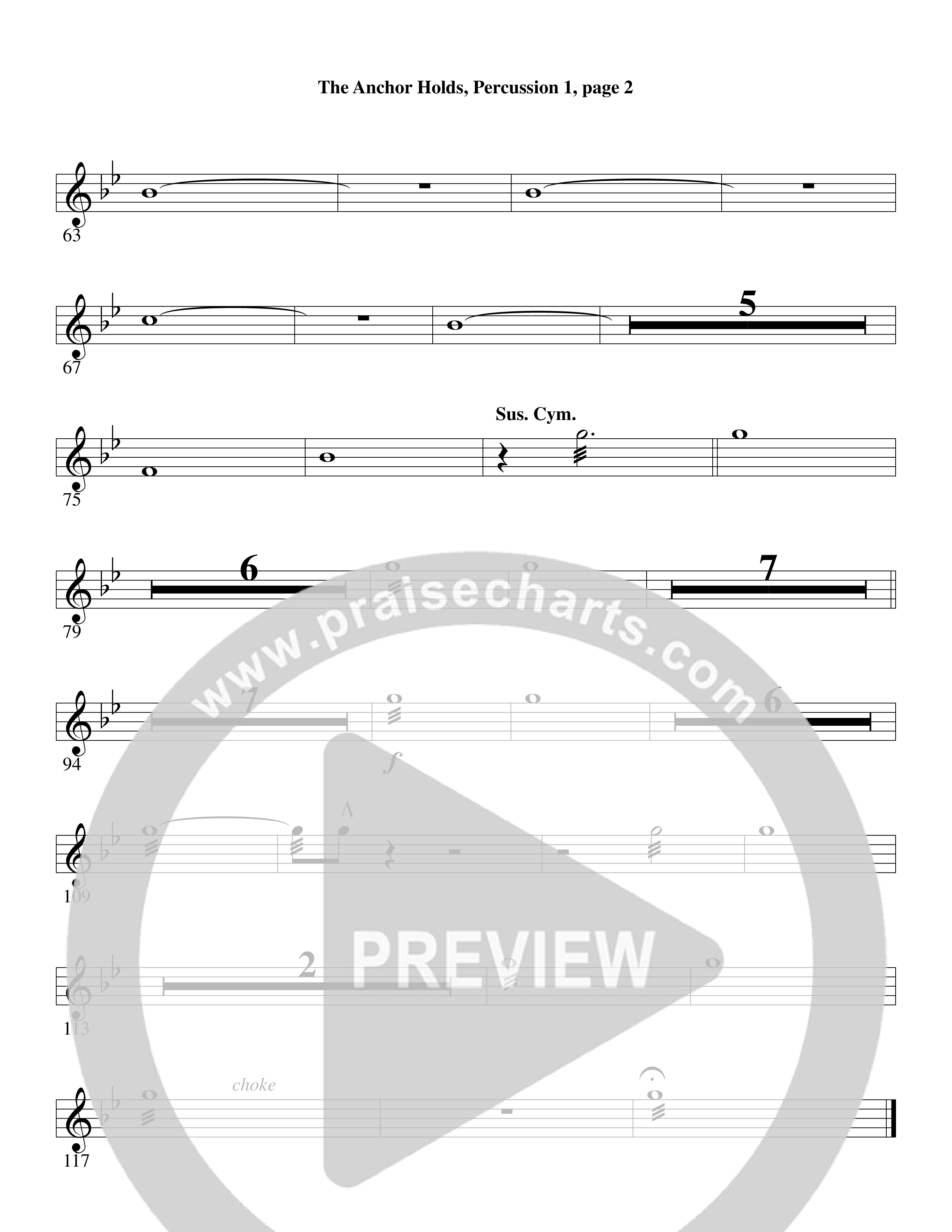The Anchor Holds (Choral Anthem SATB) Percussion (Word Music Choral / Arr. David Clydesdale)