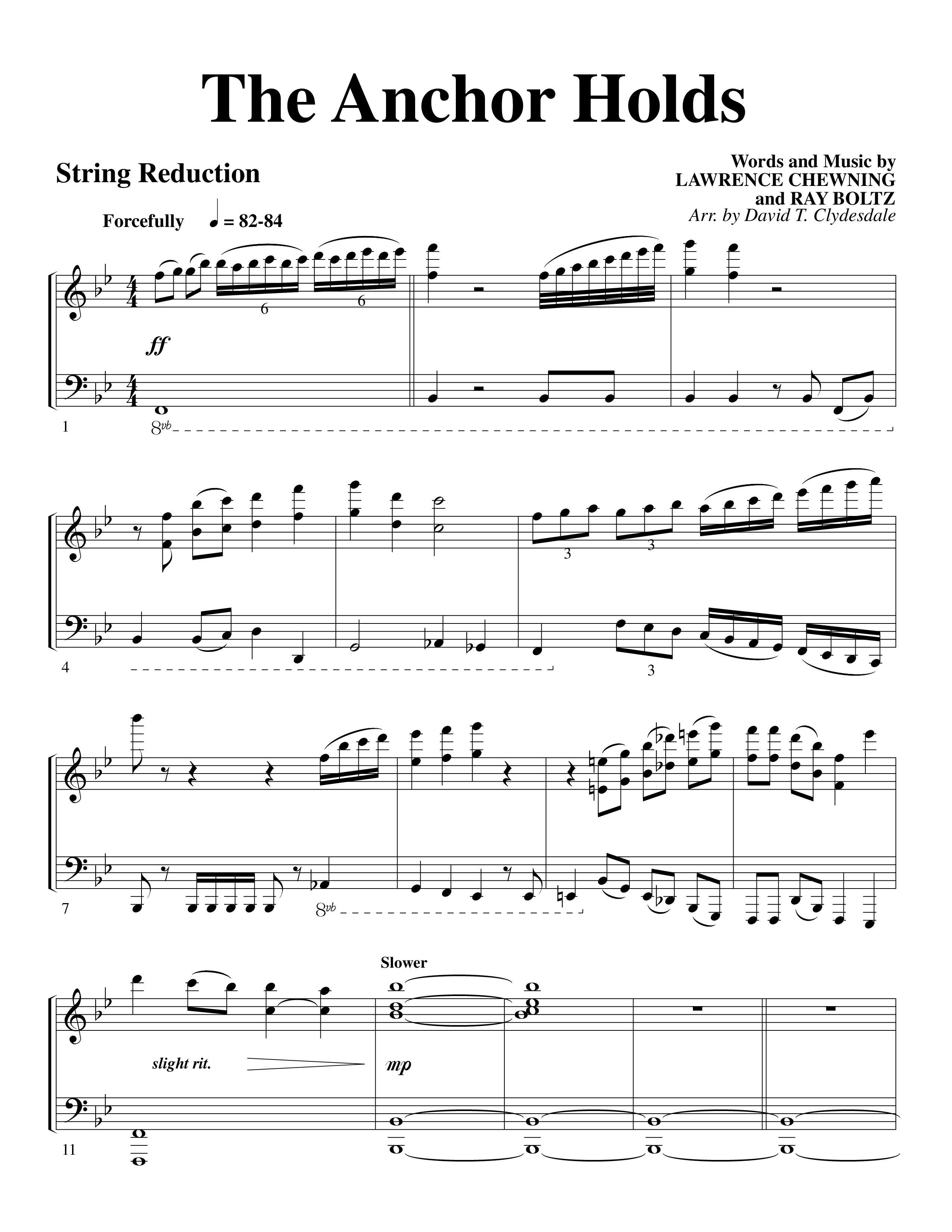 The Anchor Holds (Choral Anthem SATB) String Reduction (Word Music Choral / Arr. David Clydesdale)