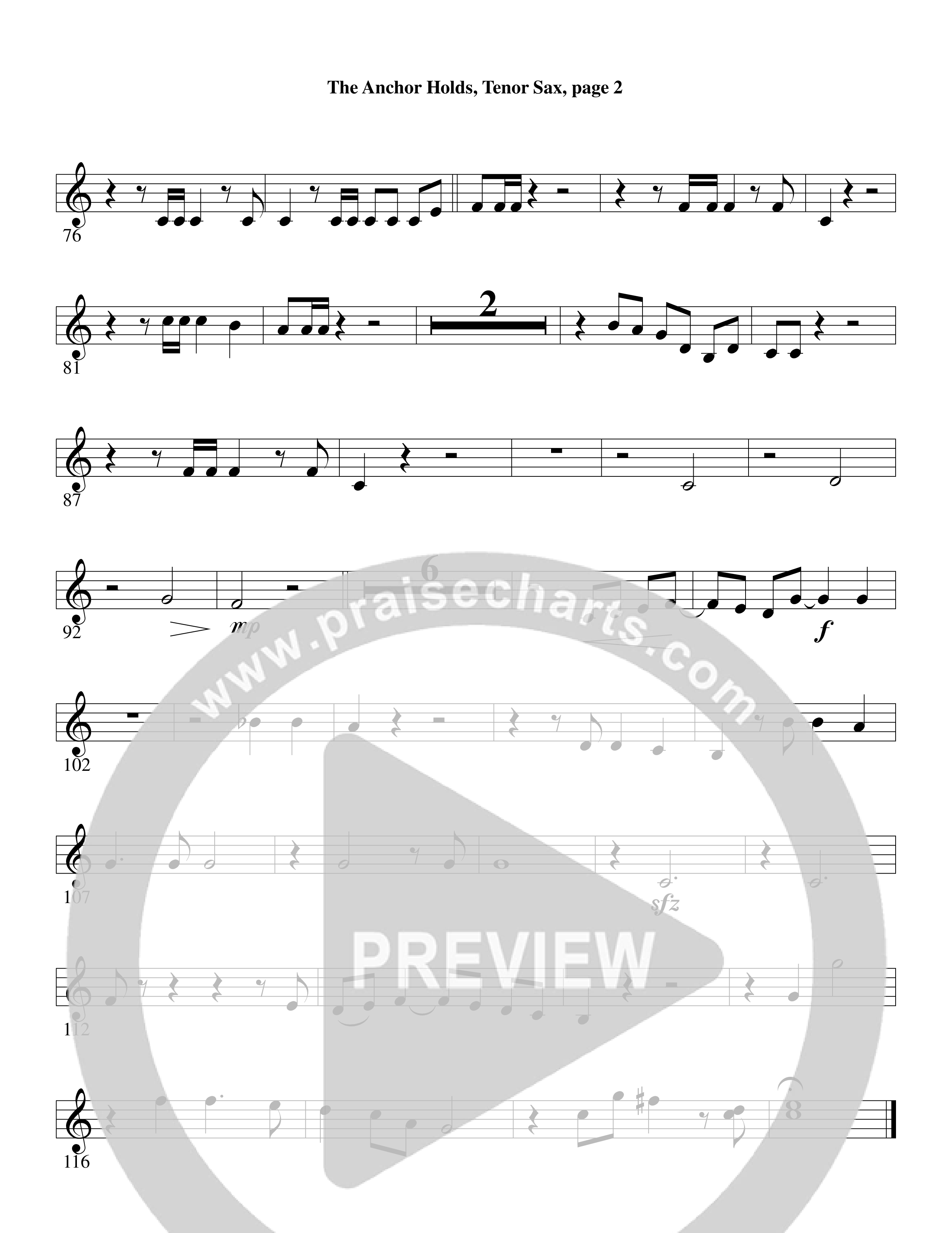 The Anchor Holds (Choral Anthem SATB) Tenor Sax/Baritone T.C. (Word Music Choral / Arr. David Clydesdale)