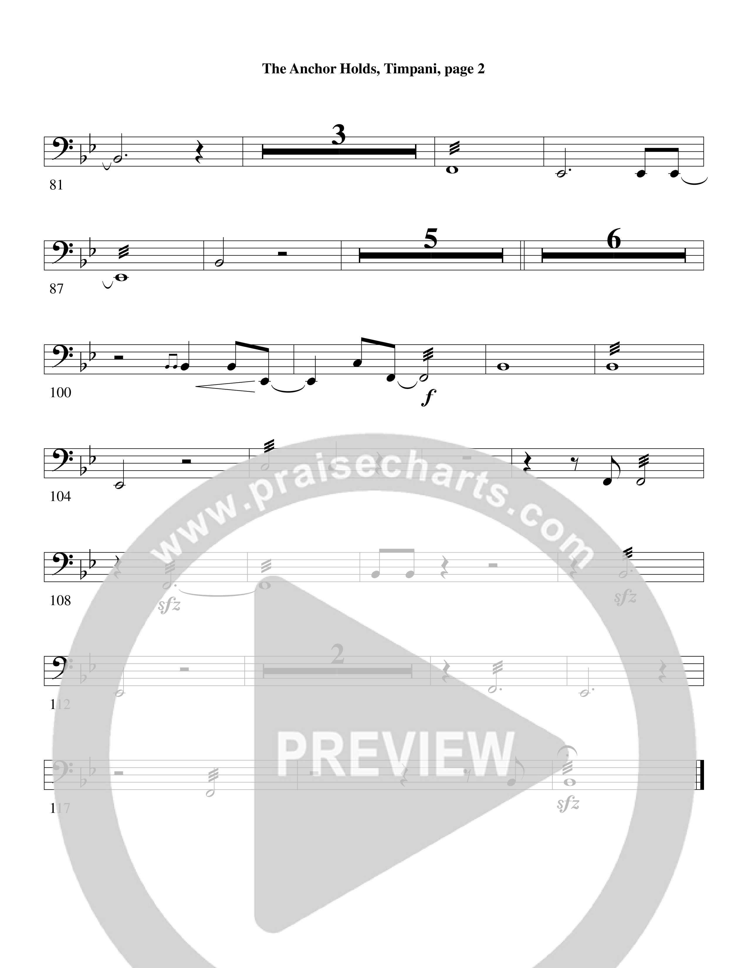 The Anchor Holds (Choral Anthem SATB) Timpani (Word Music Choral / Arr. David Clydesdale)