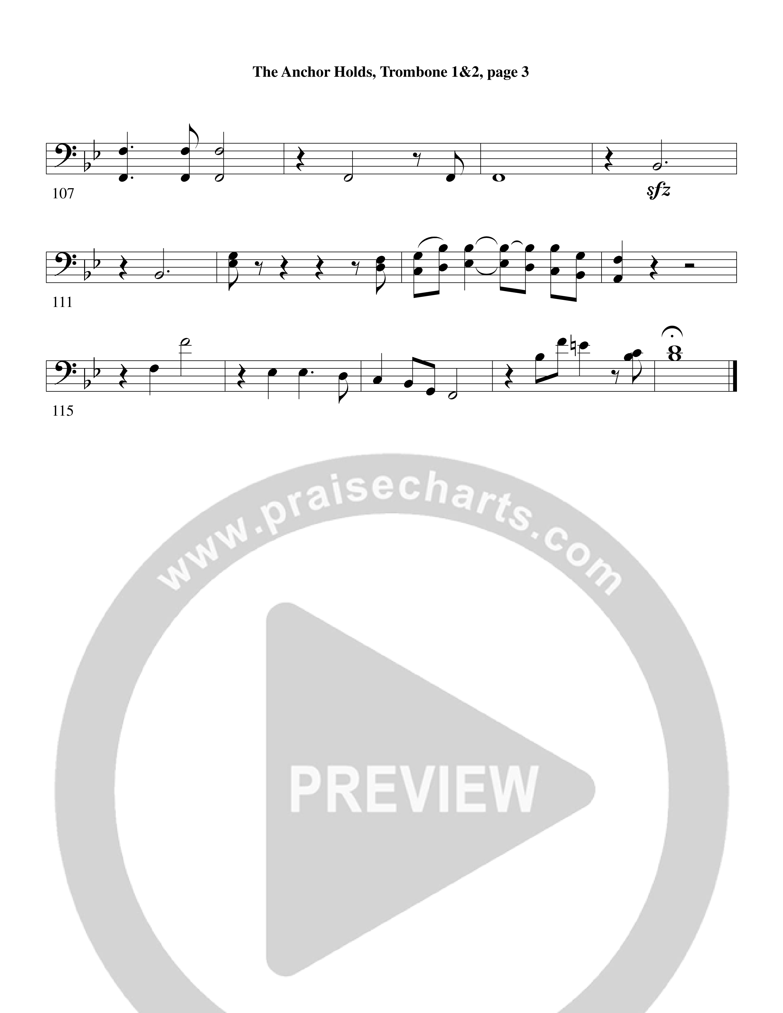 The Anchor Holds (Choral Anthem SATB) Trombone 1/2 (Word Music Choral / Arr. David Clydesdale)
