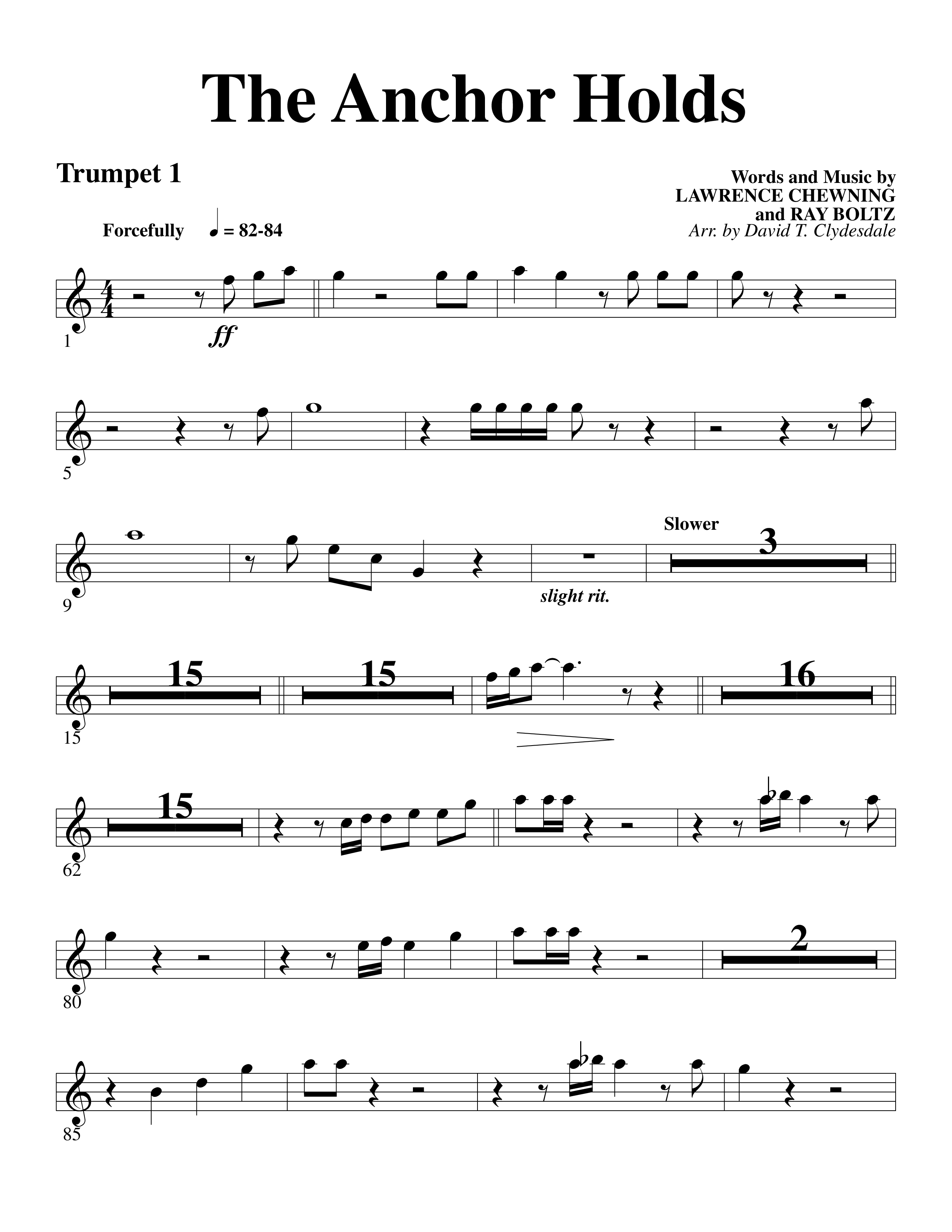 The Anchor Holds (Choral Anthem SATB) Trumpet (Word Music Choral / Arr. David Clydesdale)