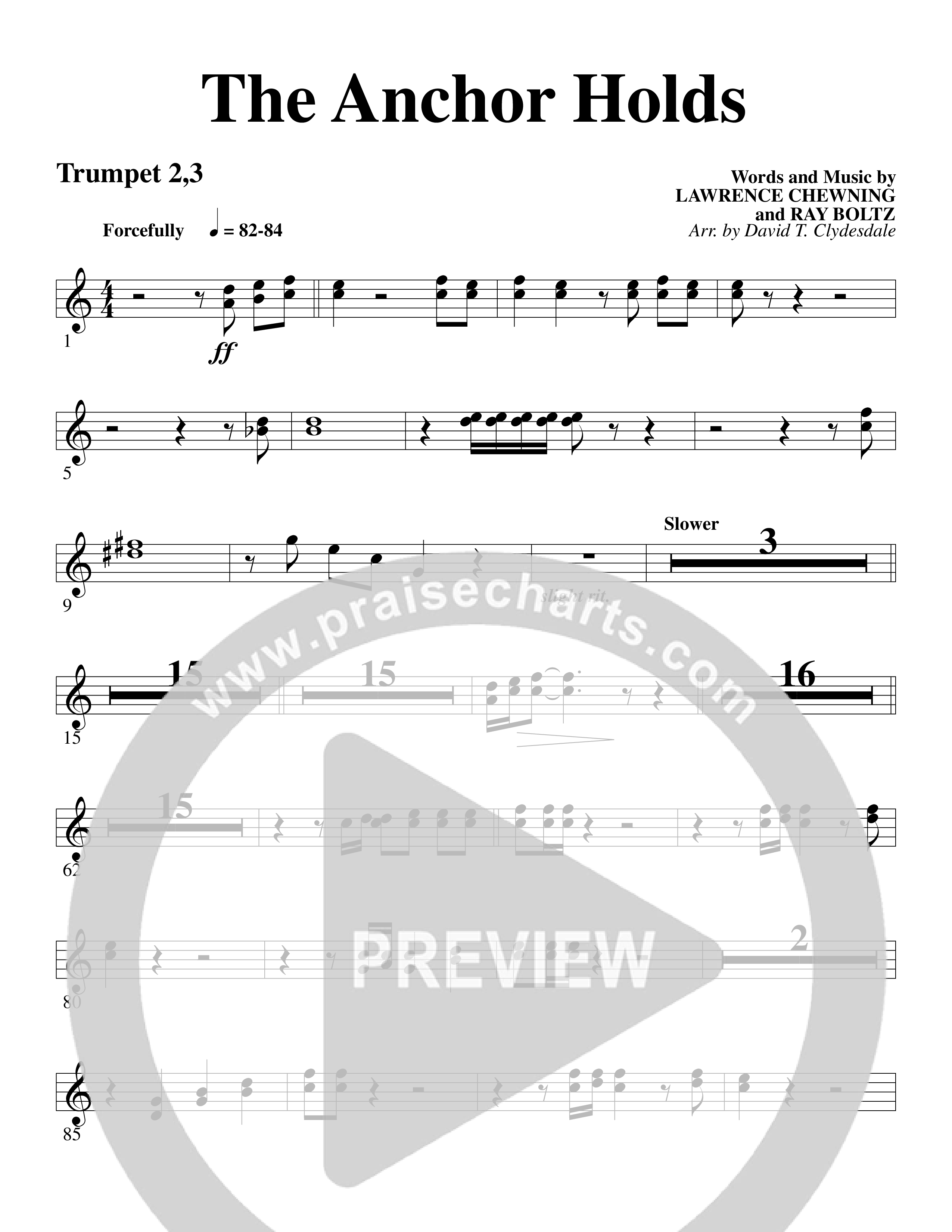 The Anchor Holds (Choral Anthem SATB) Trumpet (Word Music Choral / Arr. David Clydesdale)