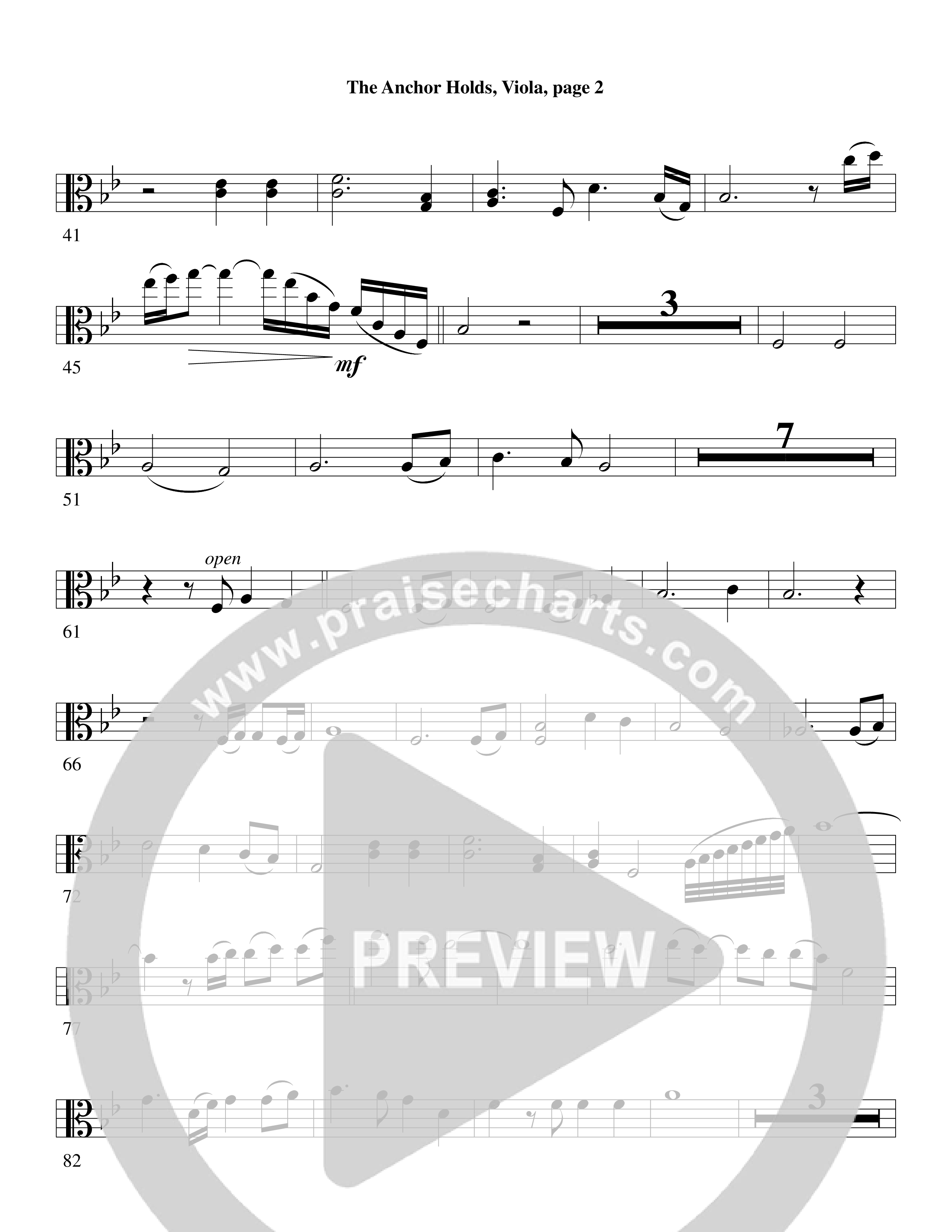 The Anchor Holds (Choral Anthem SATB) Viola (Word Music Choral / Arr. David Clydesdale)