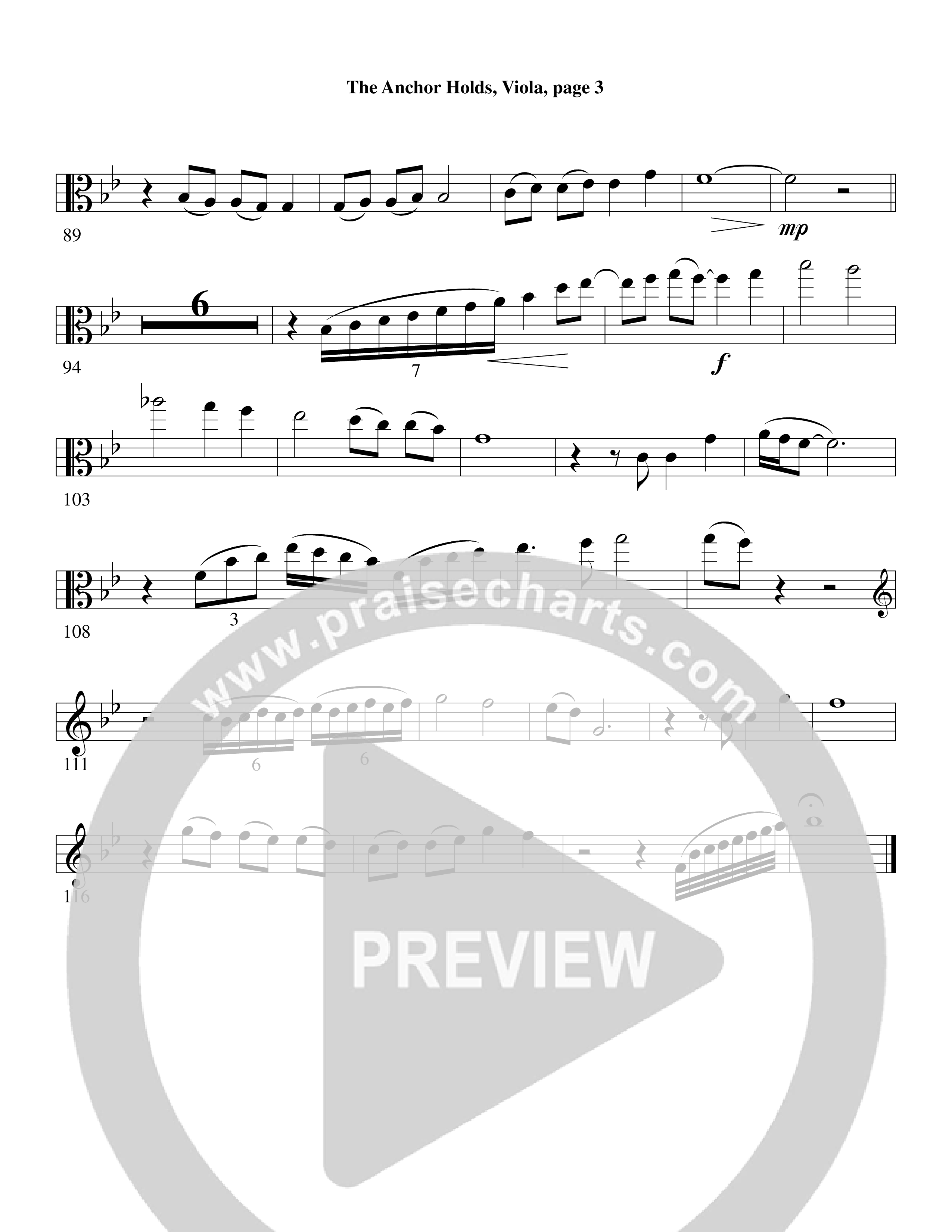 The Anchor Holds (Choral Anthem SATB) Viola (Word Music Choral / Arr. David Clydesdale)