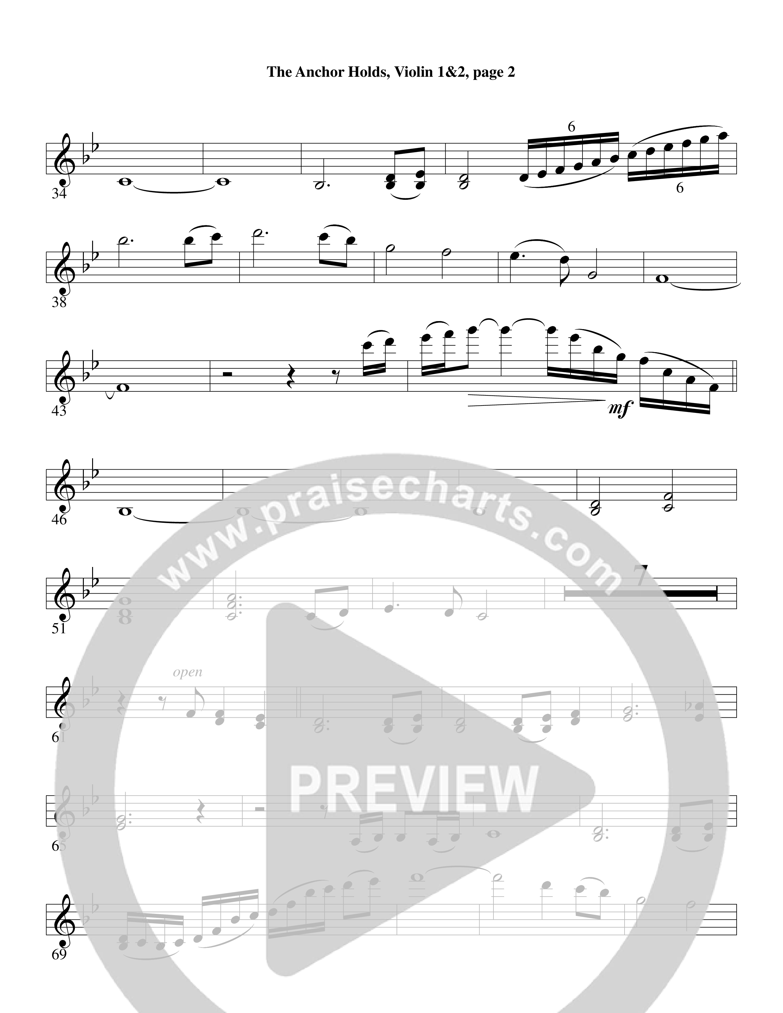The Anchor Holds (Choral Anthem SATB) Violin 1/2 (Word Music Choral / Arr. David Clydesdale)