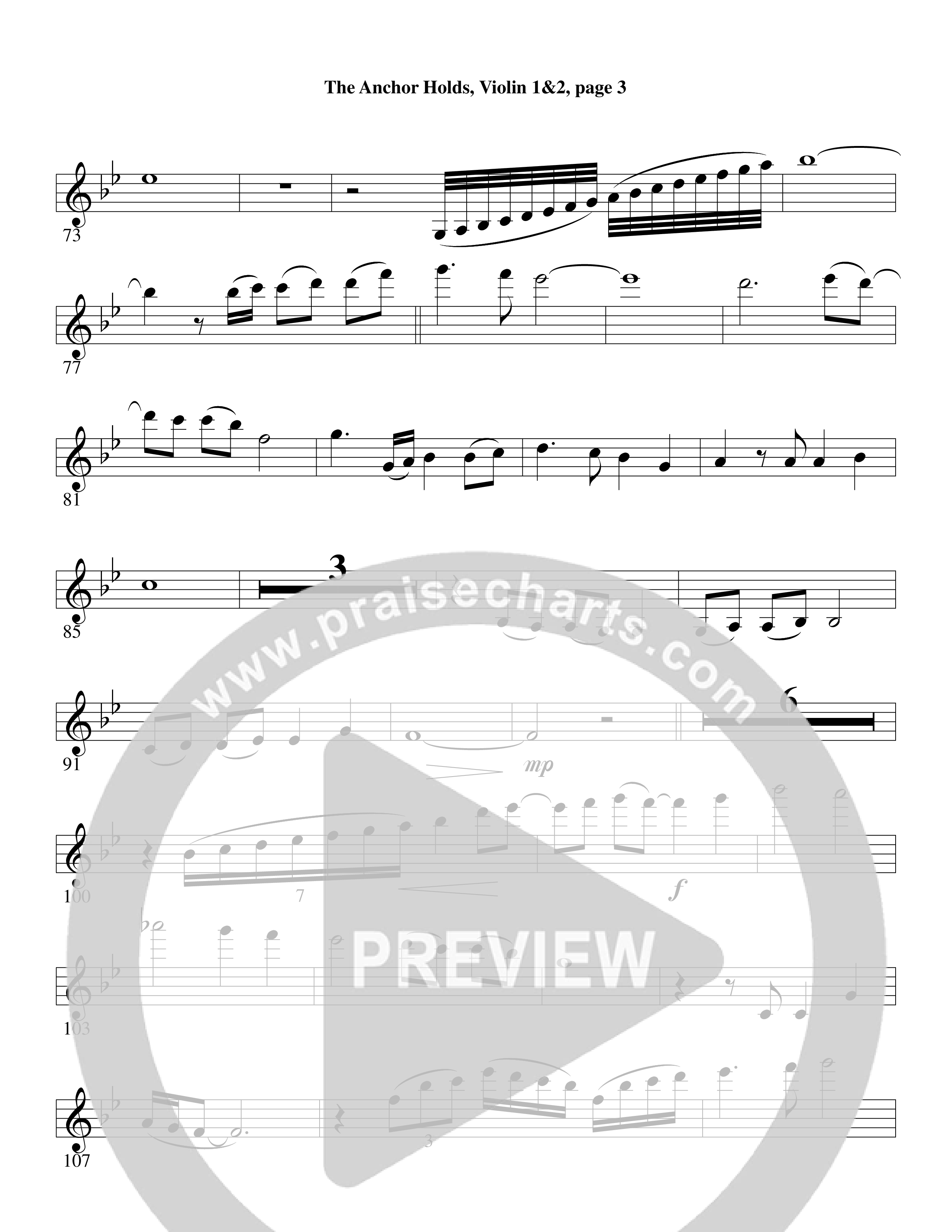 The Anchor Holds (Choral Anthem SATB) Violin 1/2 (Word Music Choral / Arr. David Clydesdale)