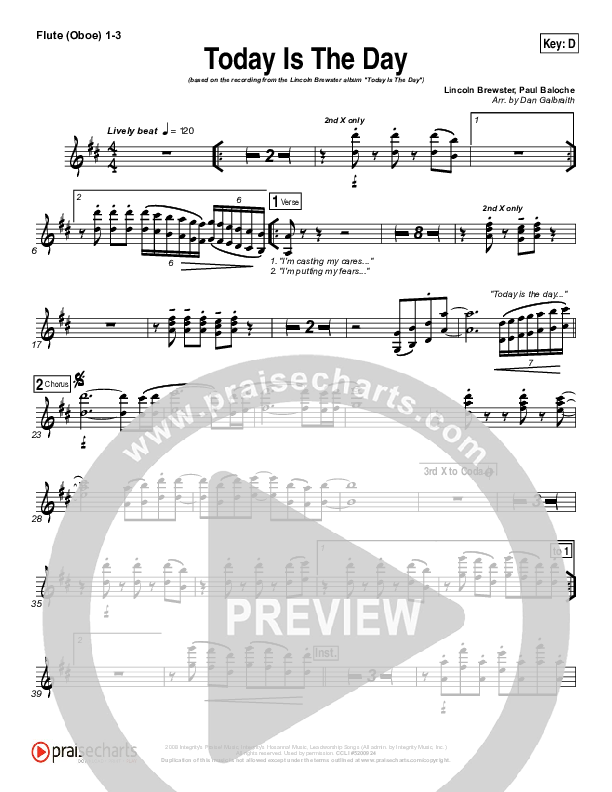 Today Is The Day Flute/Oboe 1/2/3 (Lincoln Brewster)
